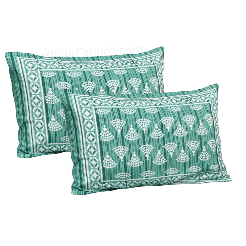 Artistic Green Jaipur Fabric Double Bed Sheet