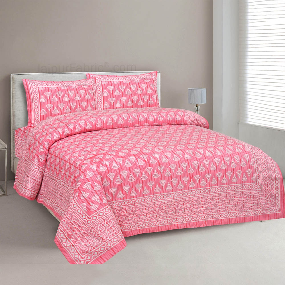 Artistic Pink Jaipur Fabric Double Bed Sheet