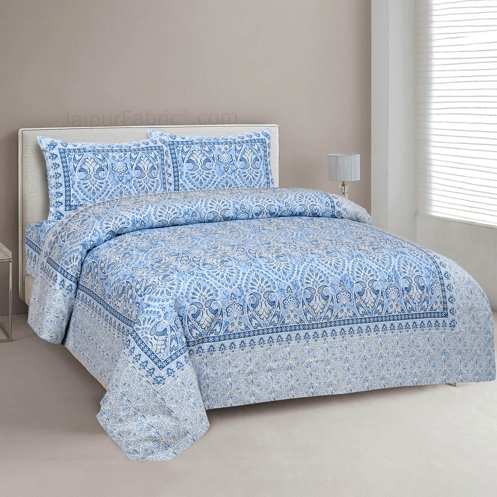 Petic Dream Blue Jaipur Fabric Double Bed Sheet