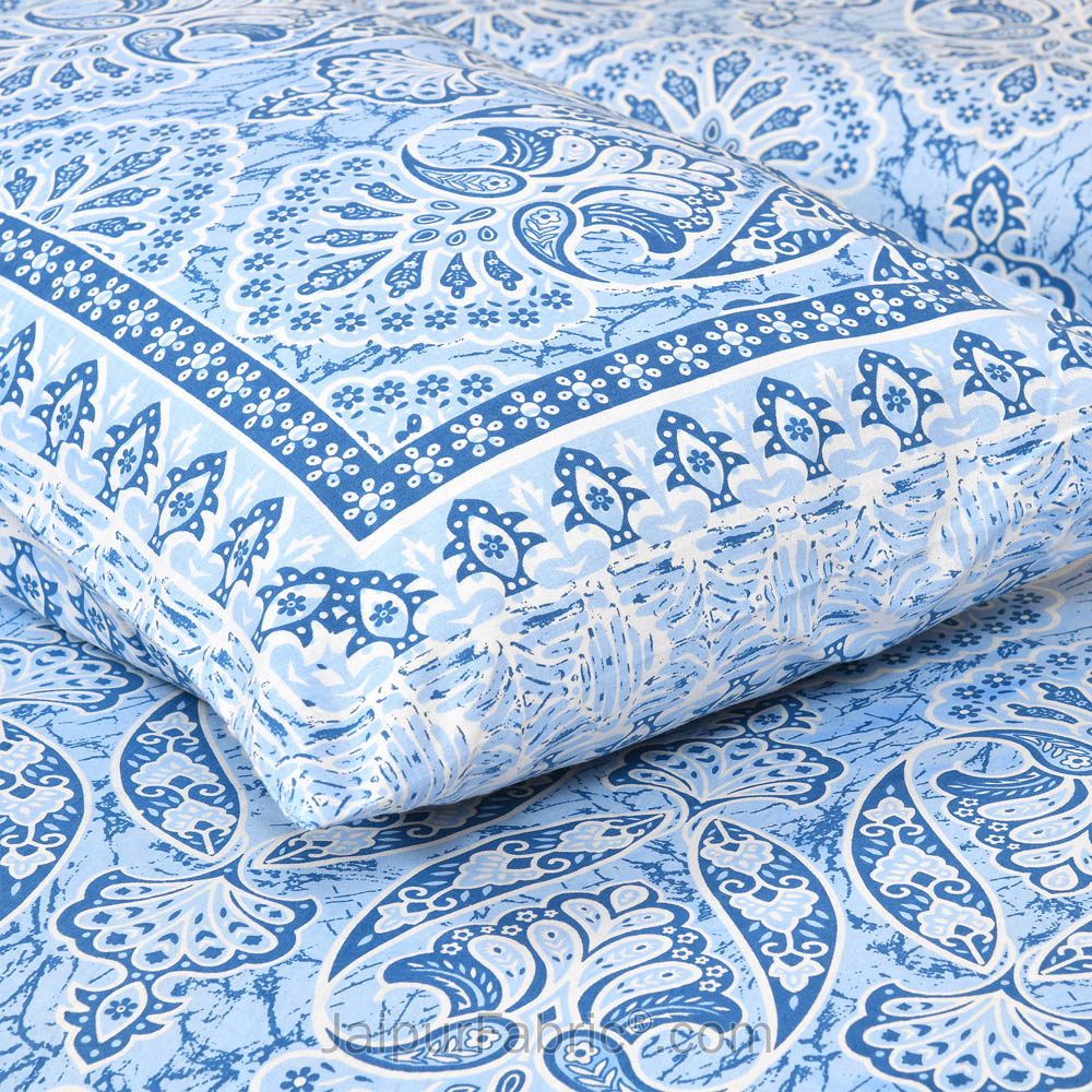 Petic Dream Blue Jaipur Fabric Double Bed Sheet