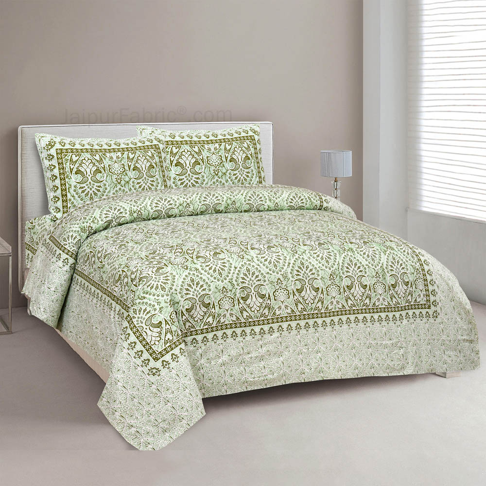 Petic Dream Green Jaipur Fabric Double Bed Sheet