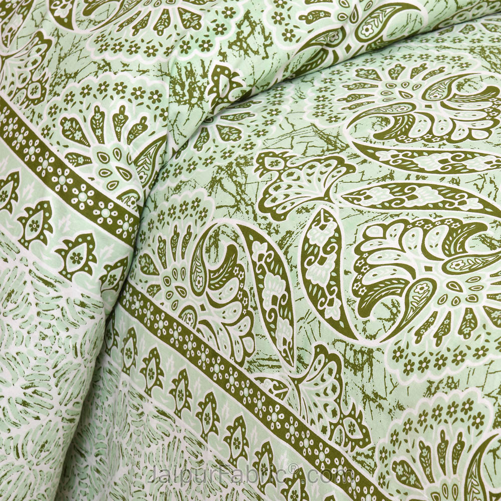 Petic Dream Green Jaipur Fabric Double Bed Sheet