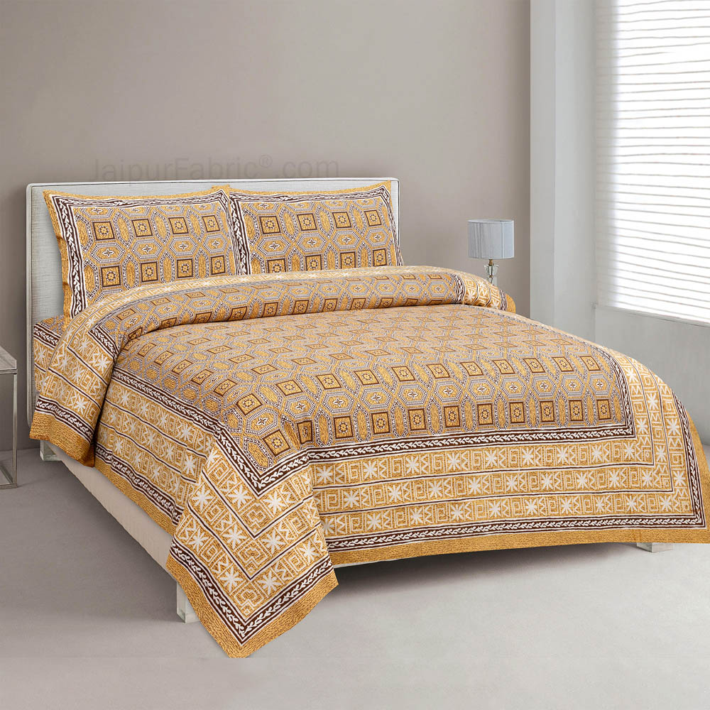 Flaxen Arcade Jaipur Fabric Double Bed Sheet