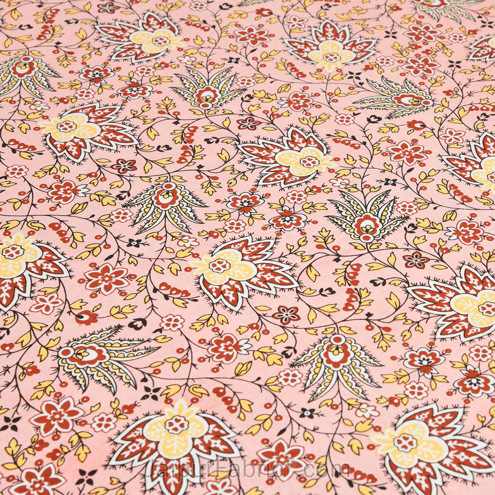 Aromatic Peach Jaipur Fabric Double Bed Sheet