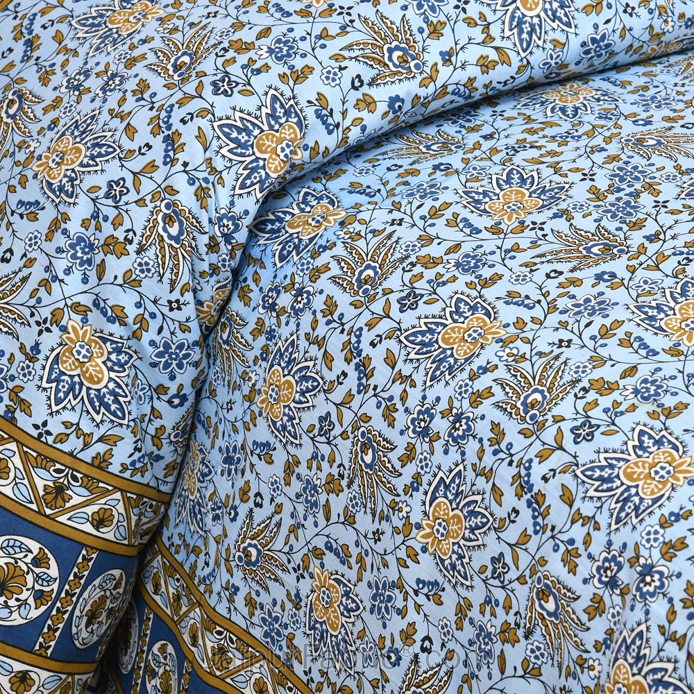 Aromatic Blue Jaipur Fabric Double Bed Sheet