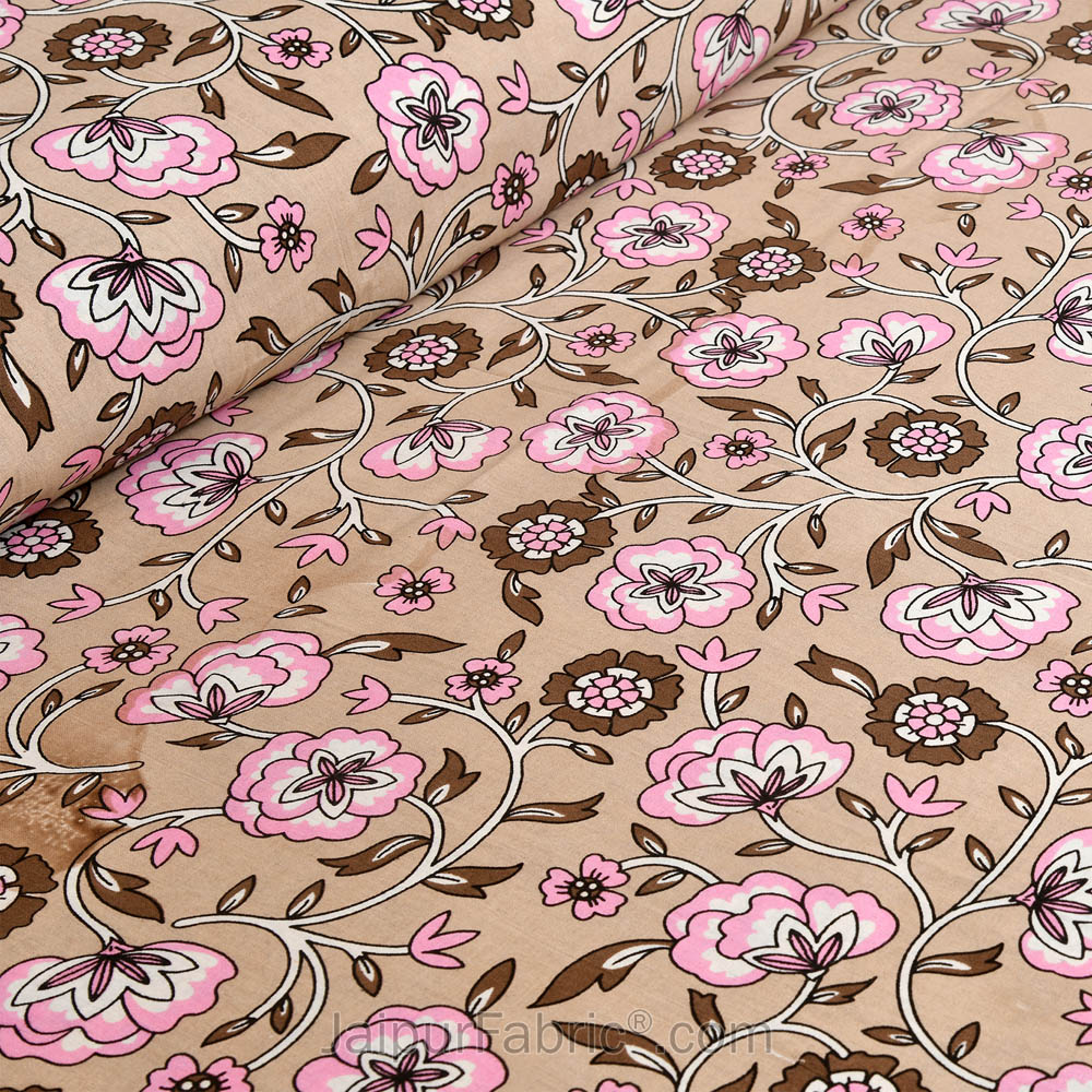 Beige Garden Jaipur Fabric Double Bed Sheet