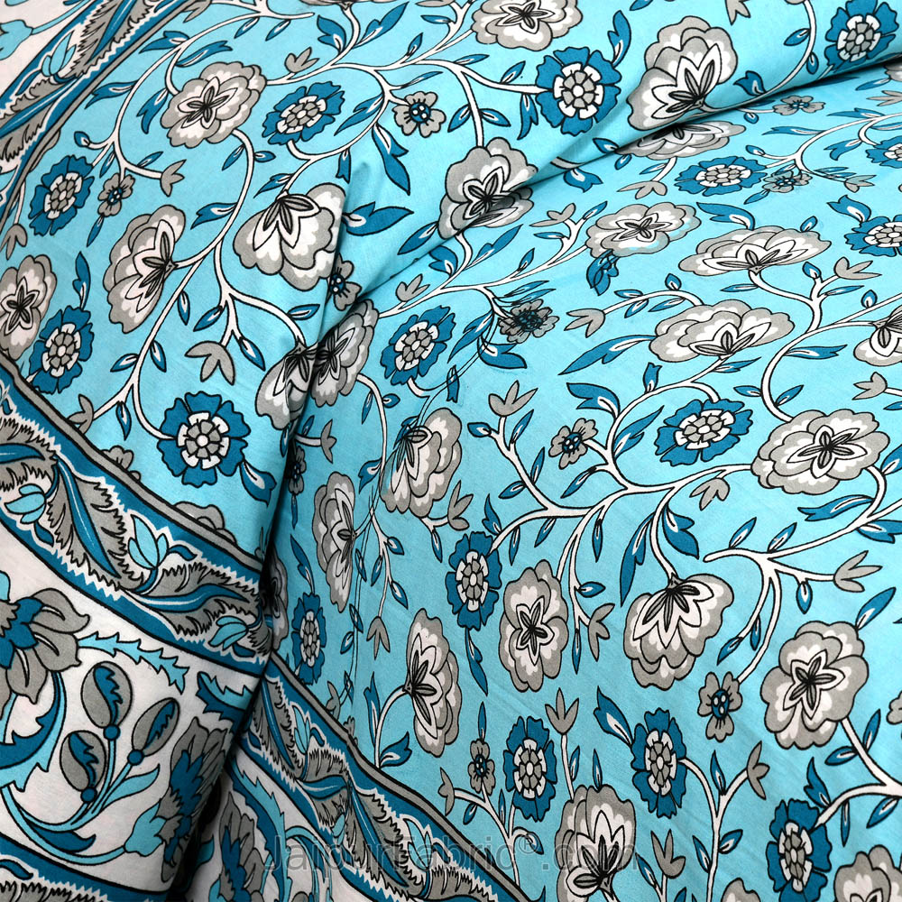 Turquoise Garden Jaipur Fabric Double Bed Sheet