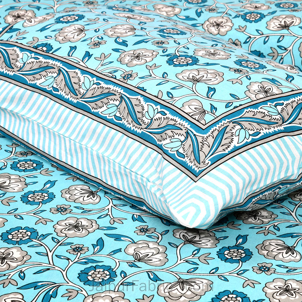 Turquoise Garden Jaipur Fabric Double Bed Sheet