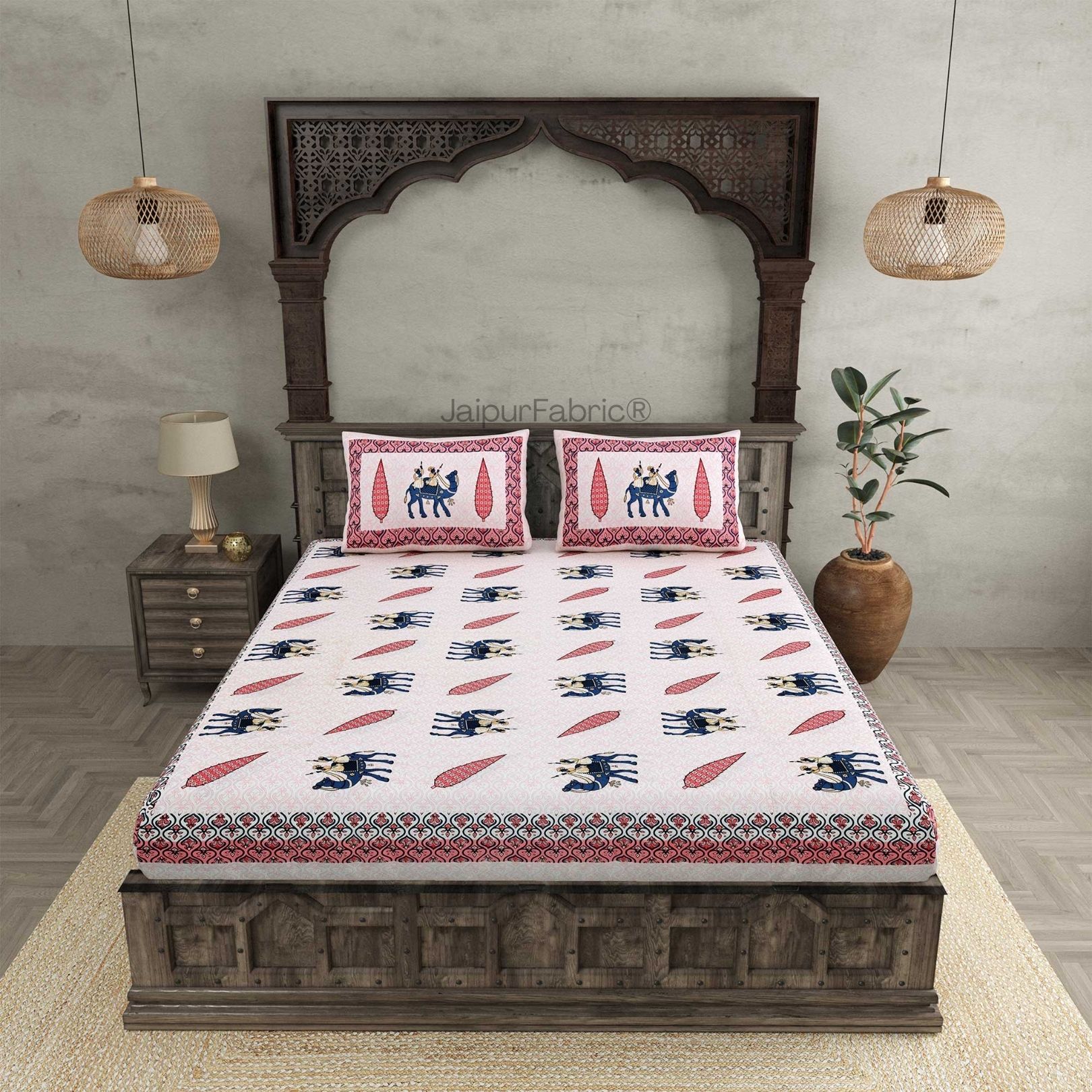 Desert King Pink Pure Cotton Double Bedsheet