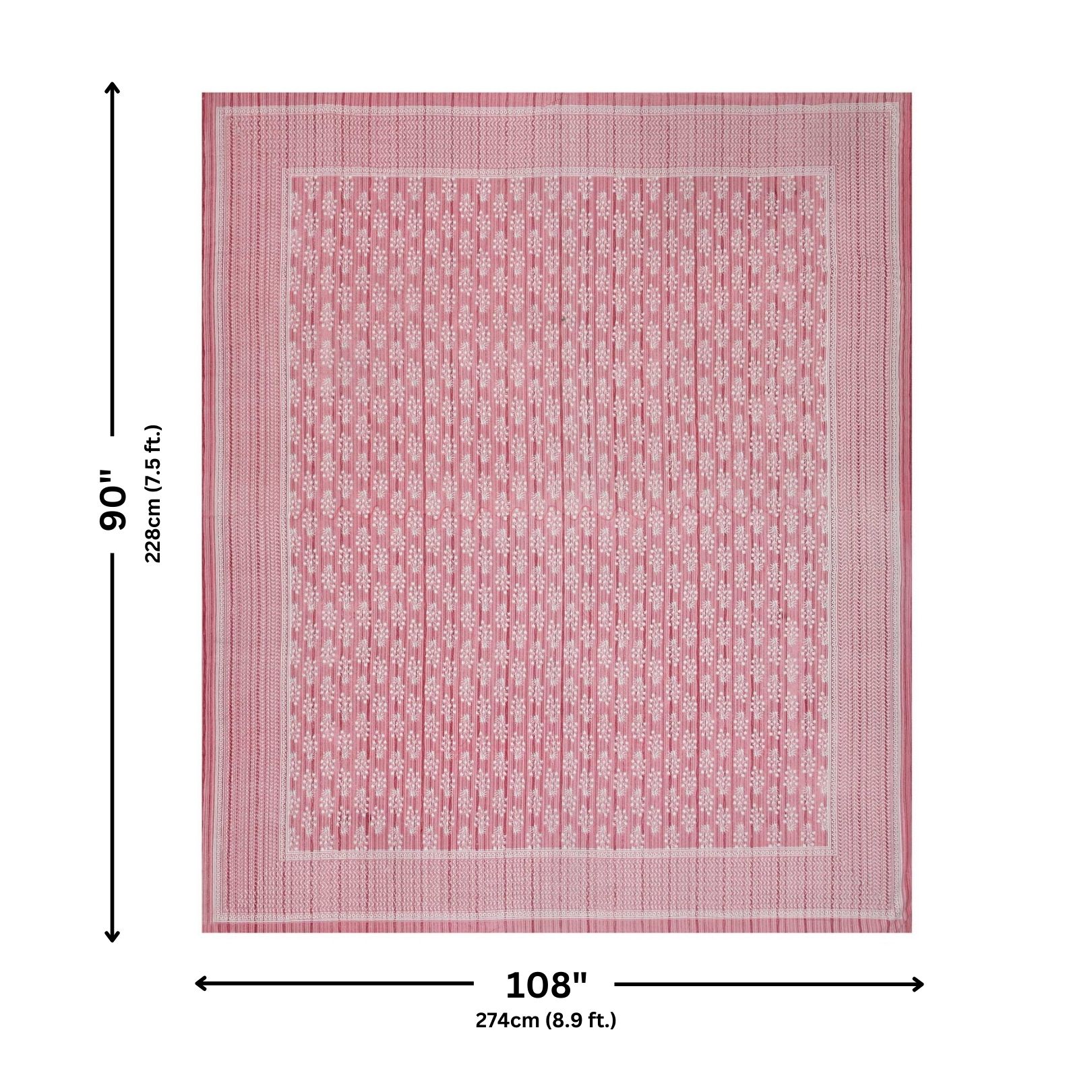 Verdant Wizard Pink Pure Cotton Double Bedsheet