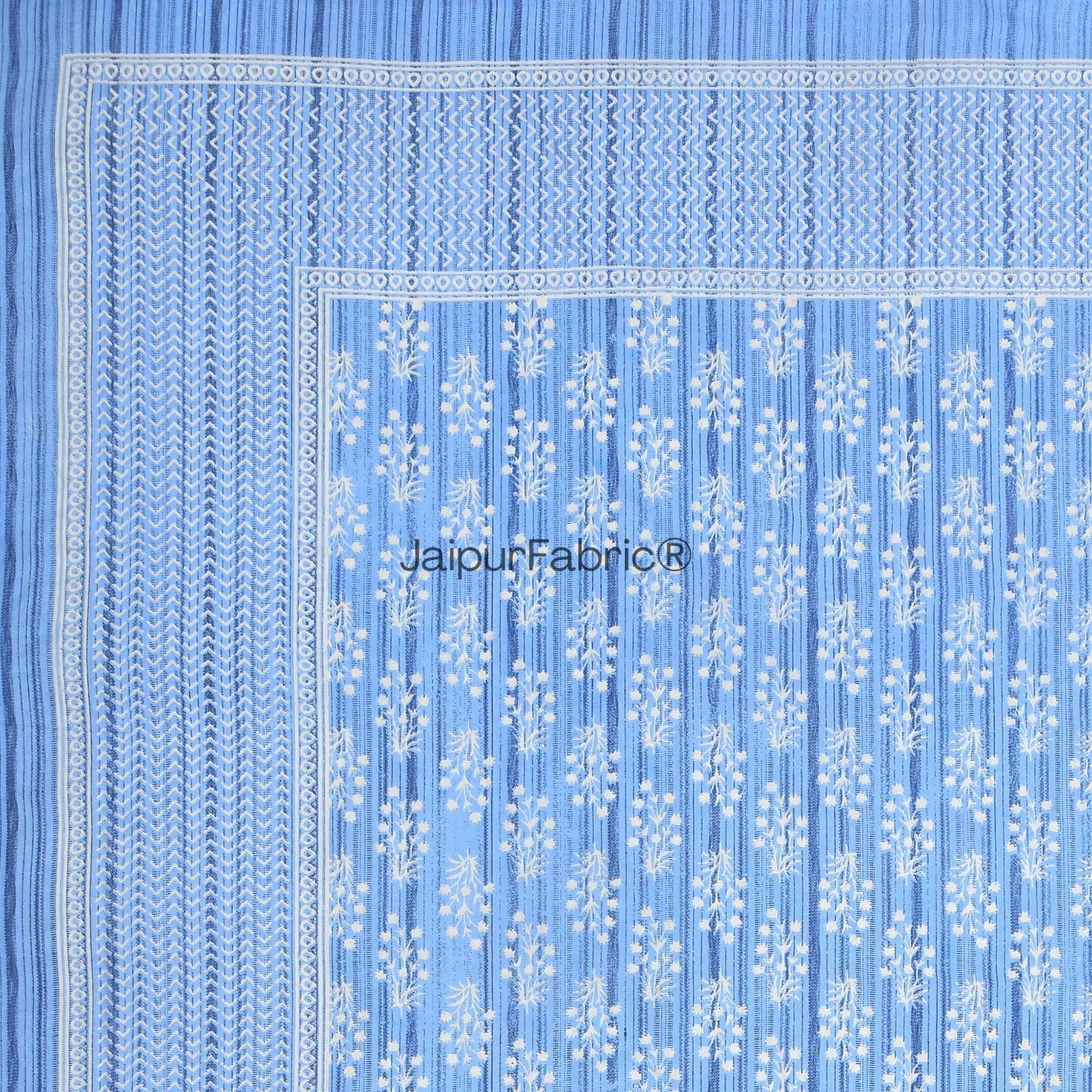 Verdant Wizard Blue Pure Cotton Double Bedsheet