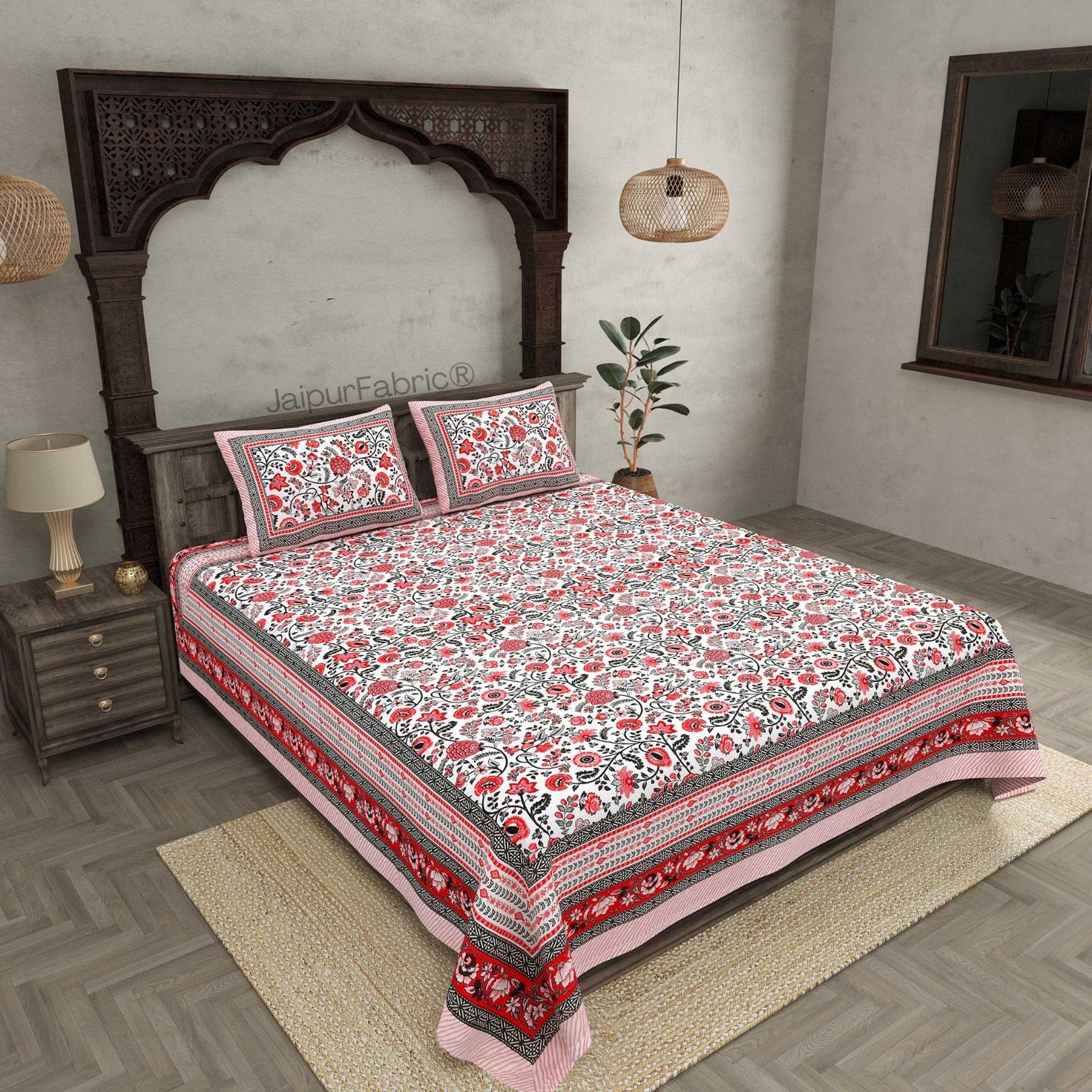 Spring Style Pink Pure Cotton Double Bedsheet