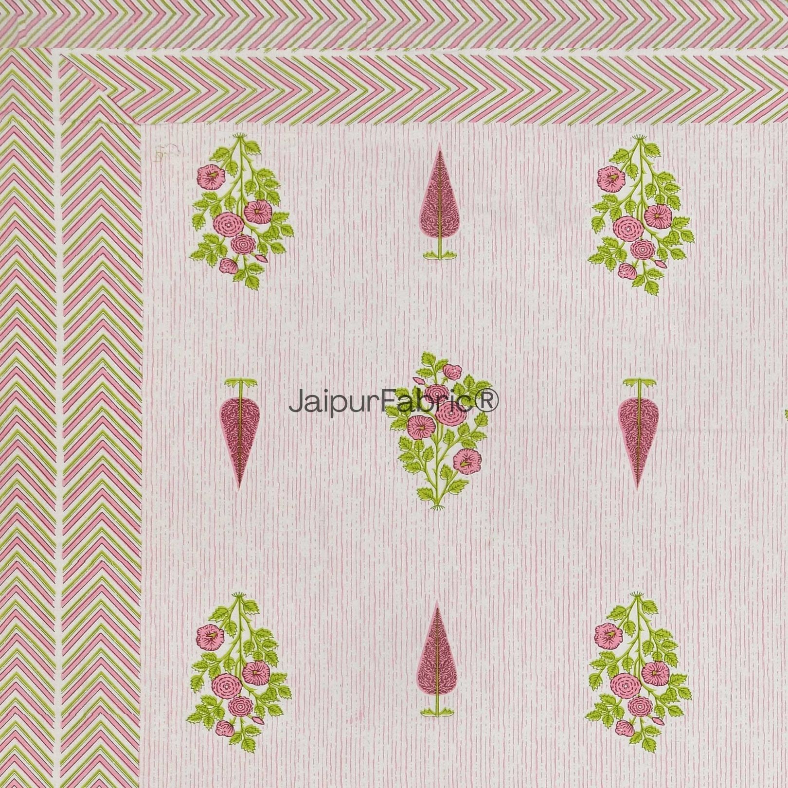 Deodar Décor Pink Pure Cotton Double Bedsheet