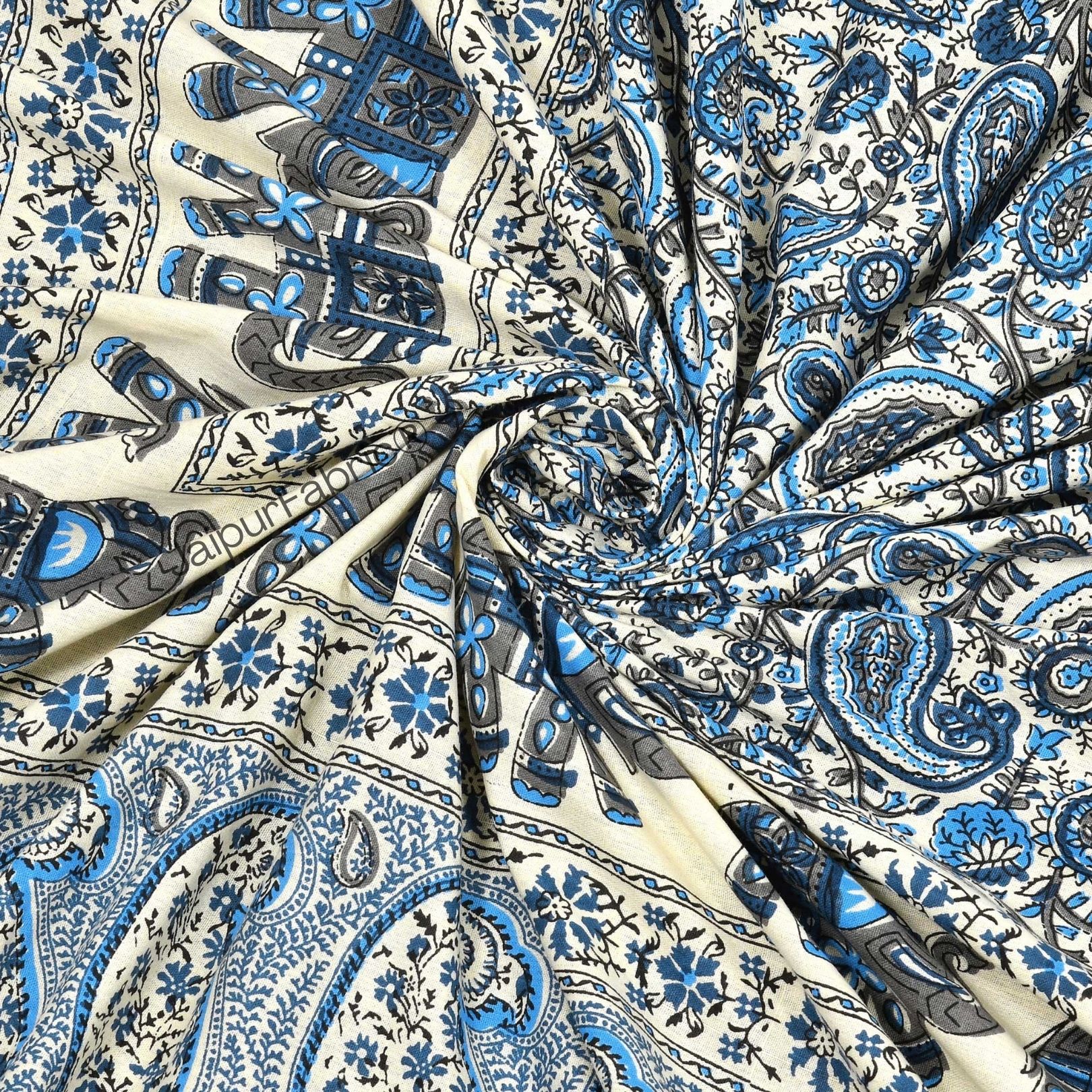 Titan Paisley Blue Pure Cotton Double Bedsheet