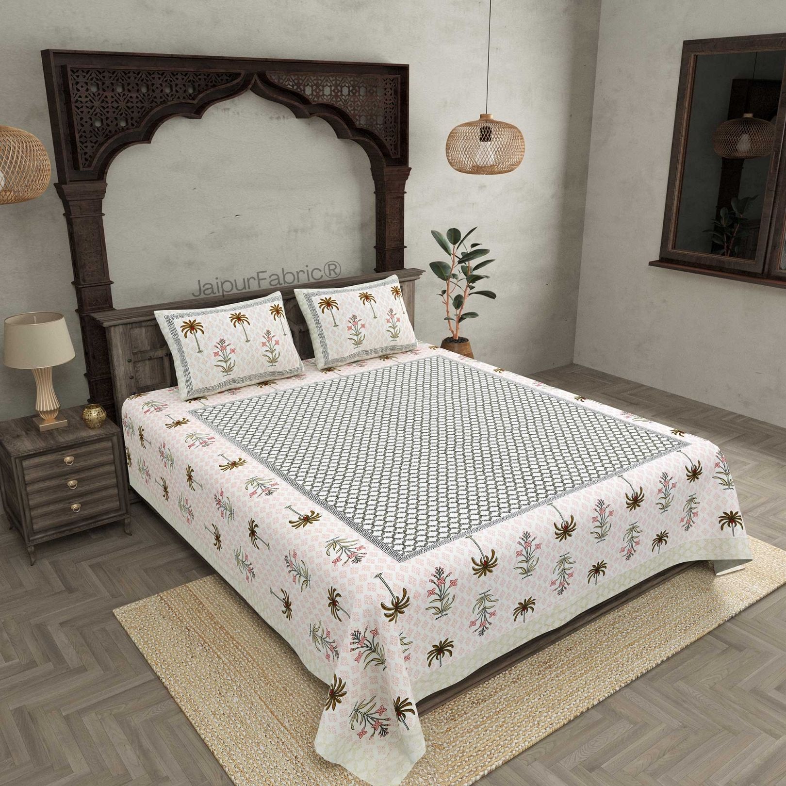 Beautiful Bunaai Peach Pure Cotton Double Bedsheet