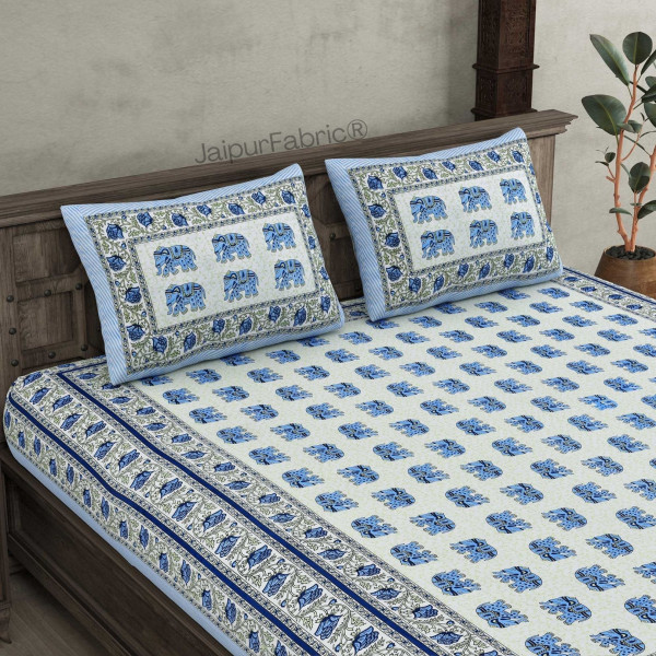 Royal Baarat Blue Pure Cotton Double Bedsheet