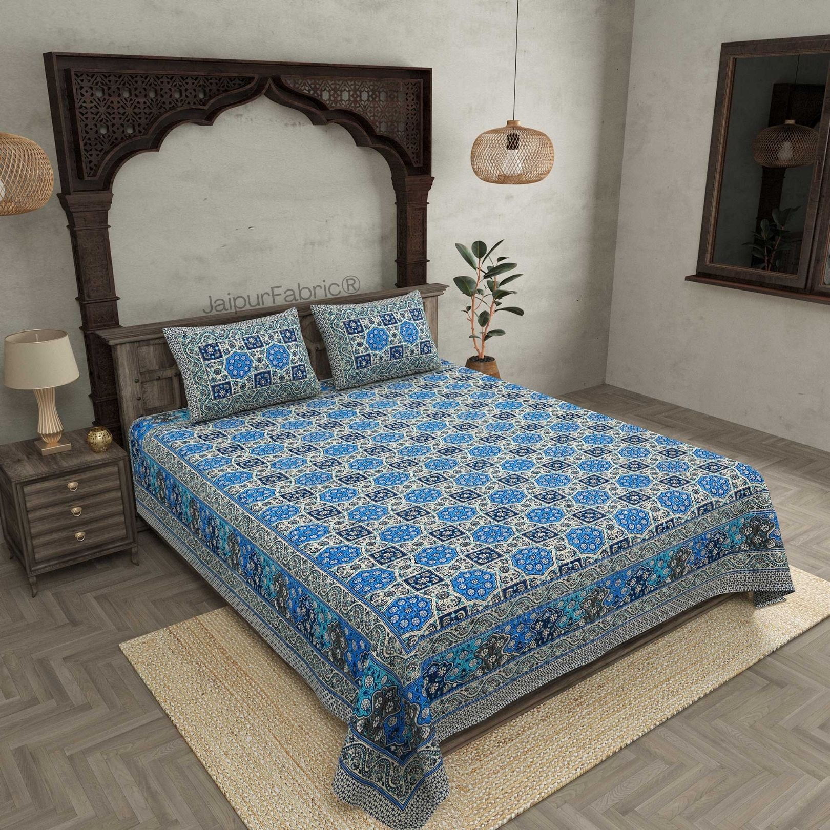 Divine Elemental Water Pure Cotton Double Bedsheet