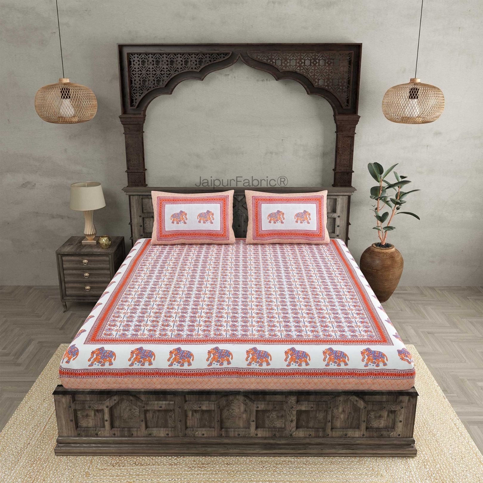 Padharo Sa Pink Pure Cotton Double Bedsheet