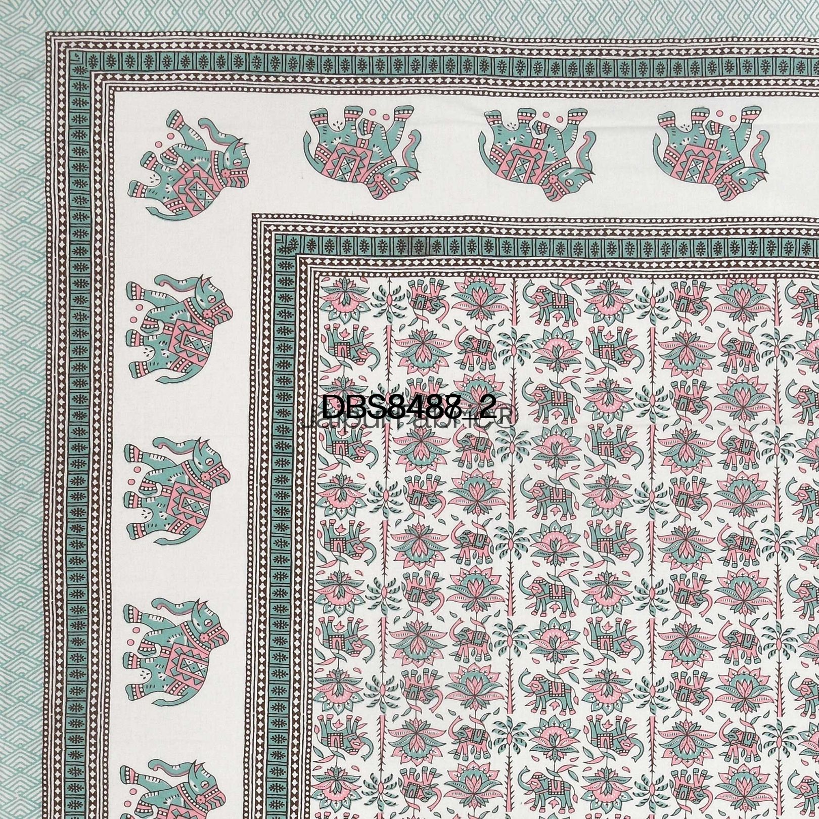 Padharo Sa Sea Green Pure Cotton Double Bedsheet