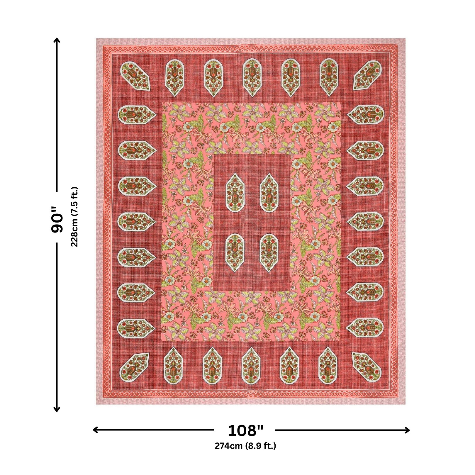 Hawa Mahal Peach Pure Cotton Double Bedsheet