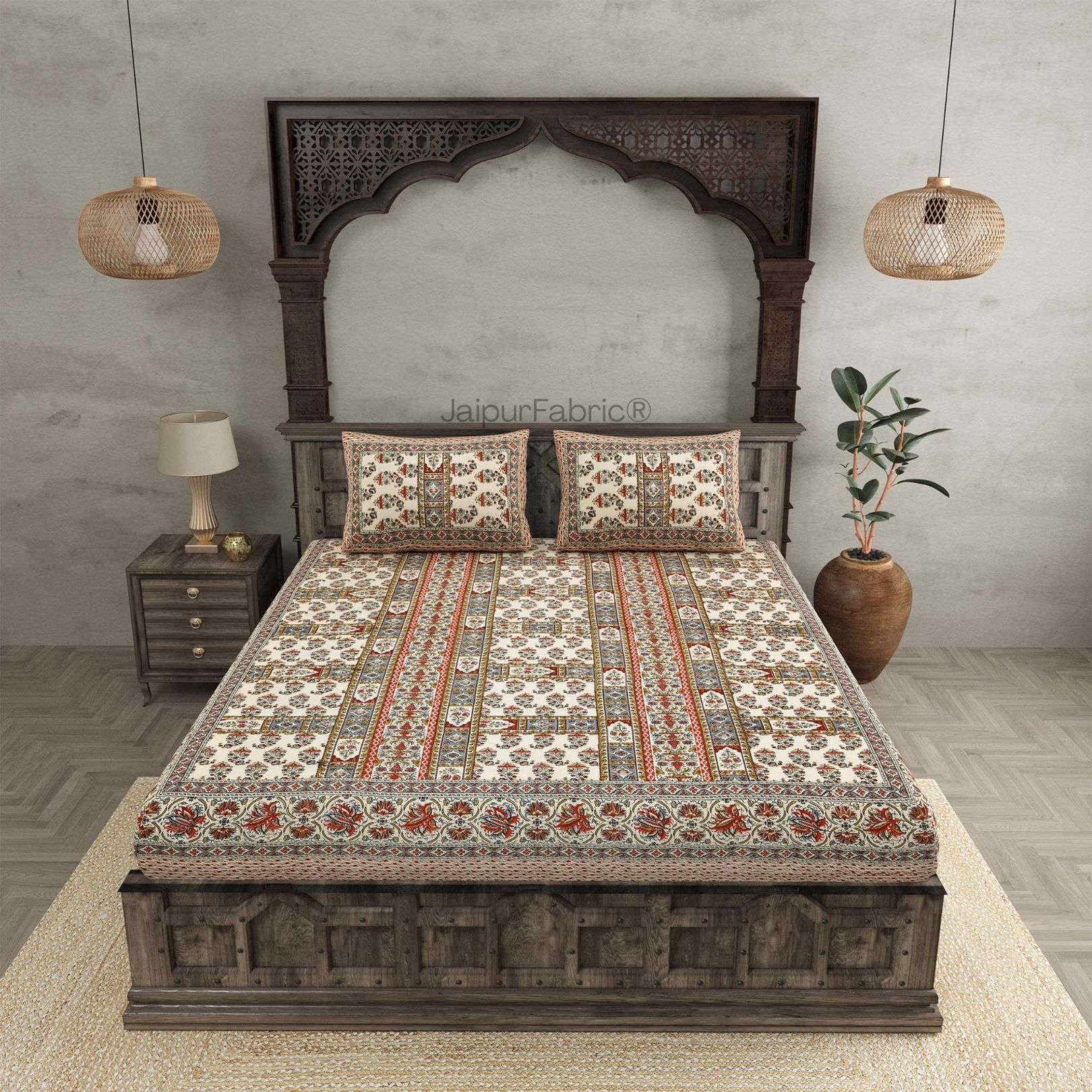 Ethnic Desert Pure Cotton Double Bedsheet