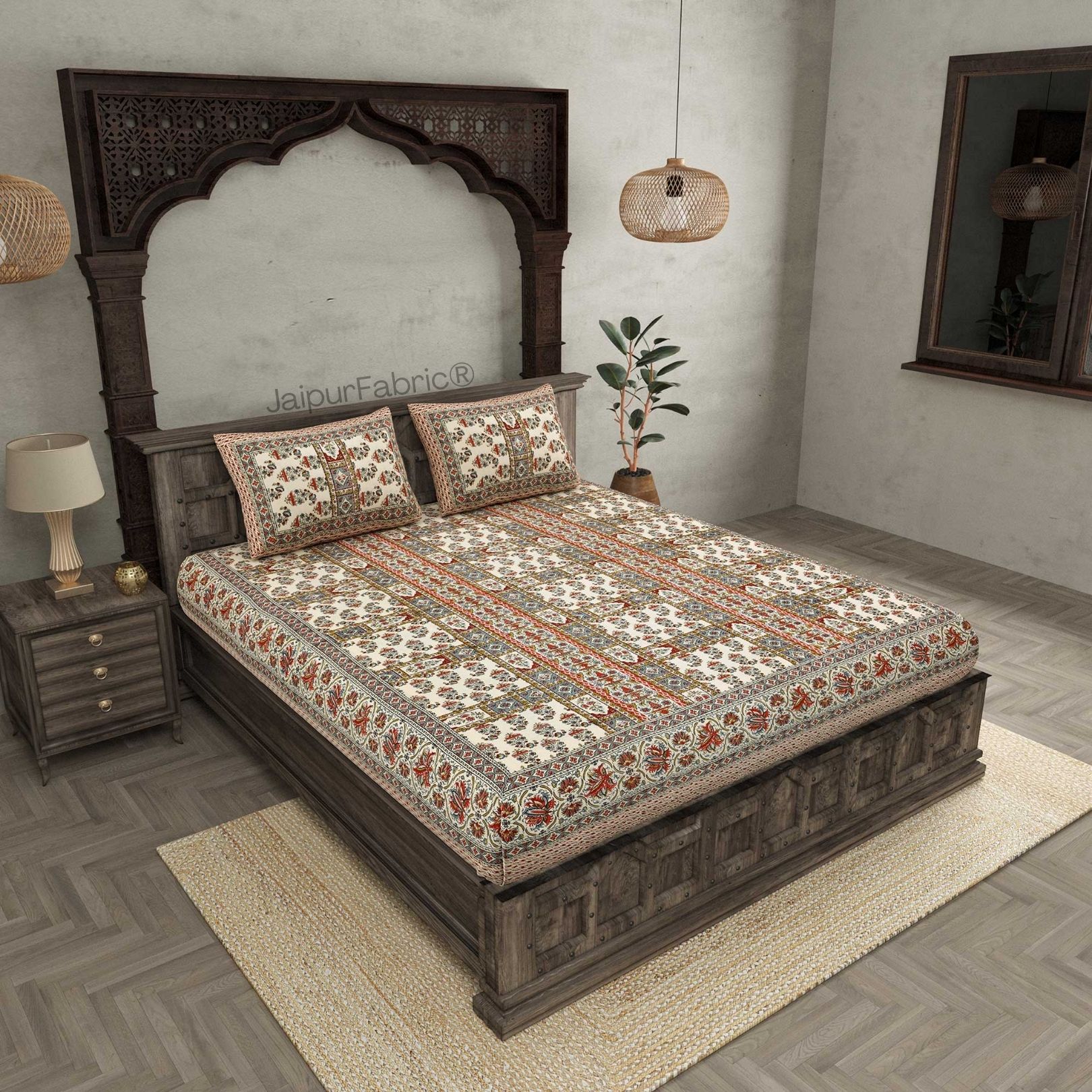 Ethnic Desert Pure Cotton Double Bedsheet