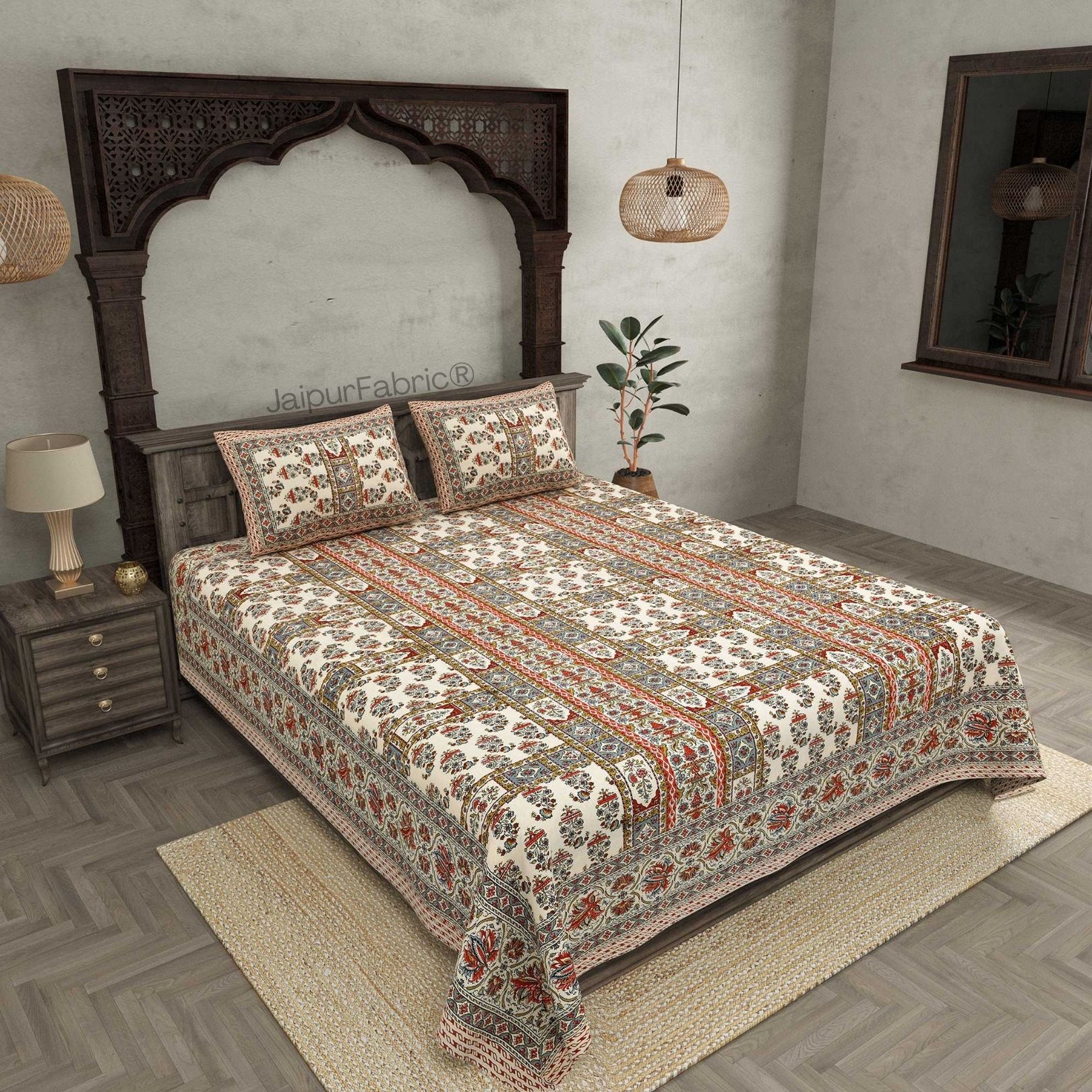 Ethnic Desert Pure Cotton Double Bedsheet