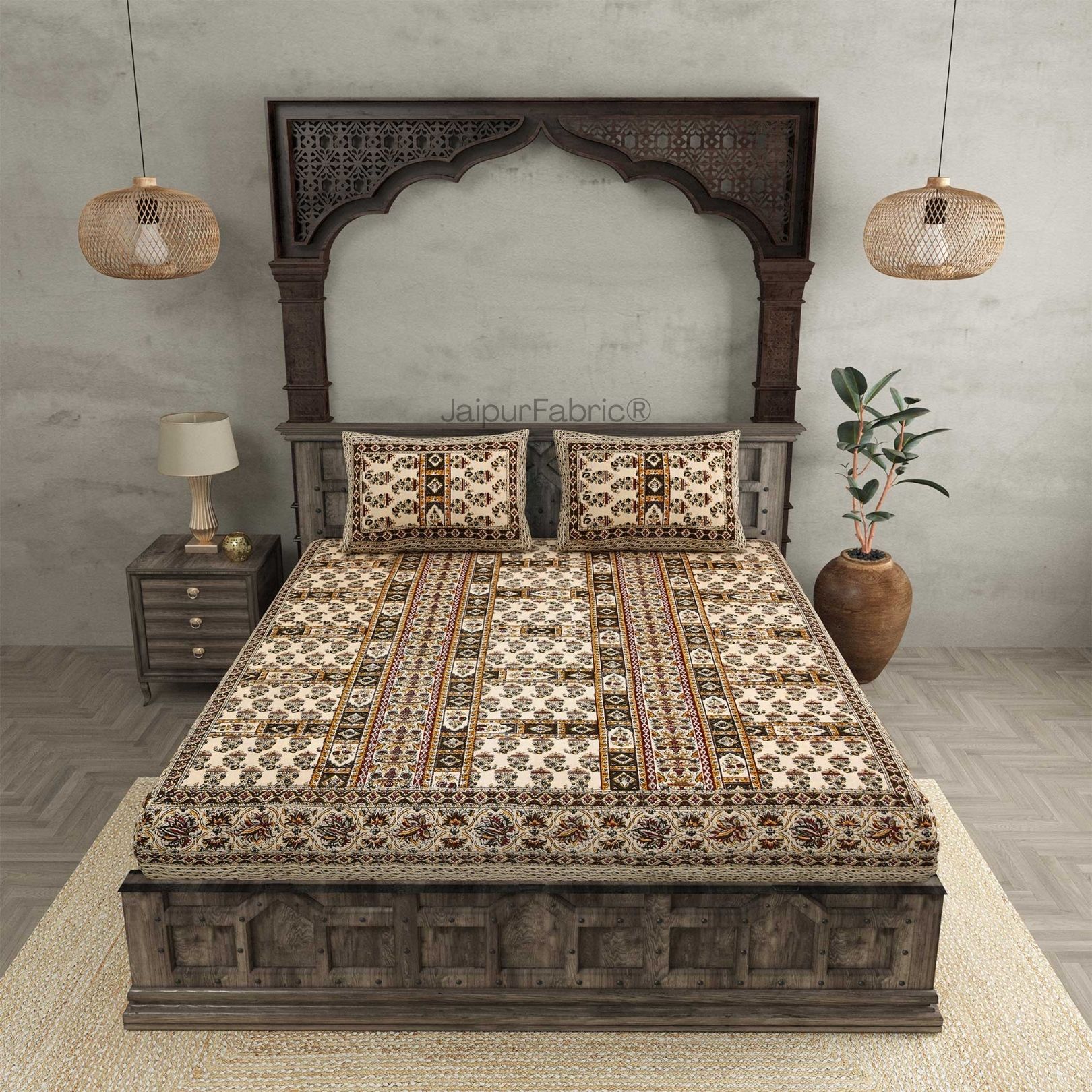 Ethnic Plateau Pure Cotton Double Bedsheet