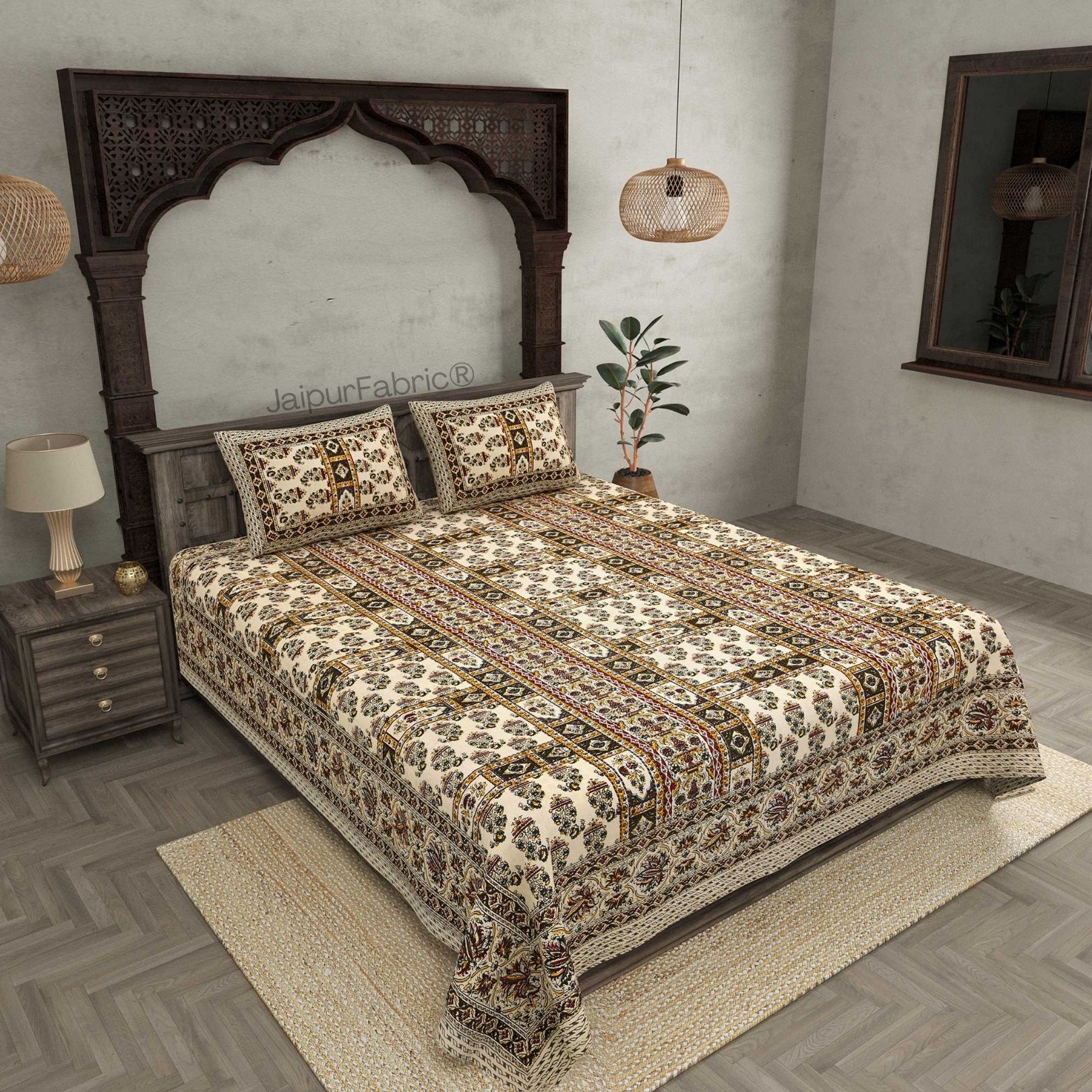 Ethnic Plateau Pure Cotton Double Bedsheet