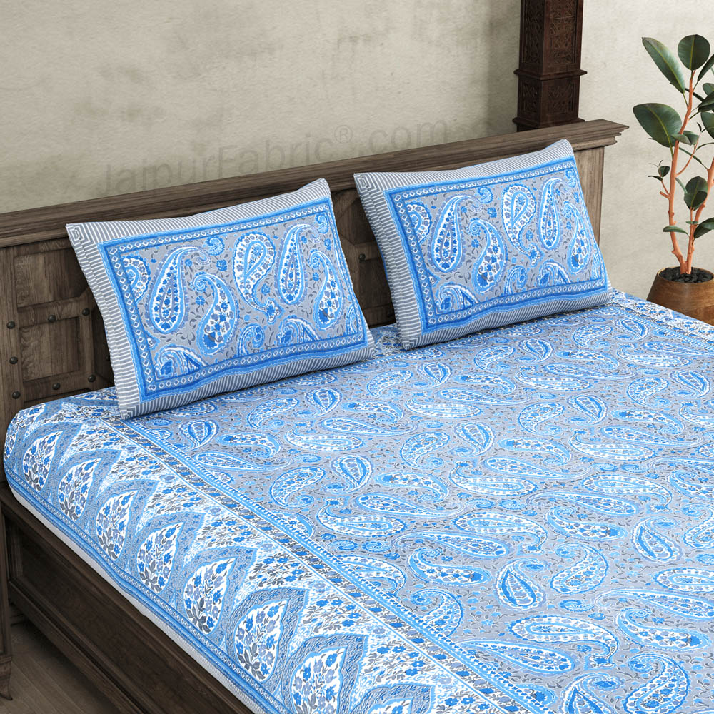 Paisley Blue Premium Cotton Bed in a Bag Set of 4