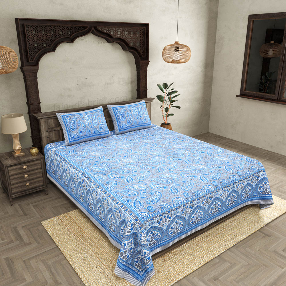 Paisley Blue Premium Cotton Bed in a Bag Set of 4