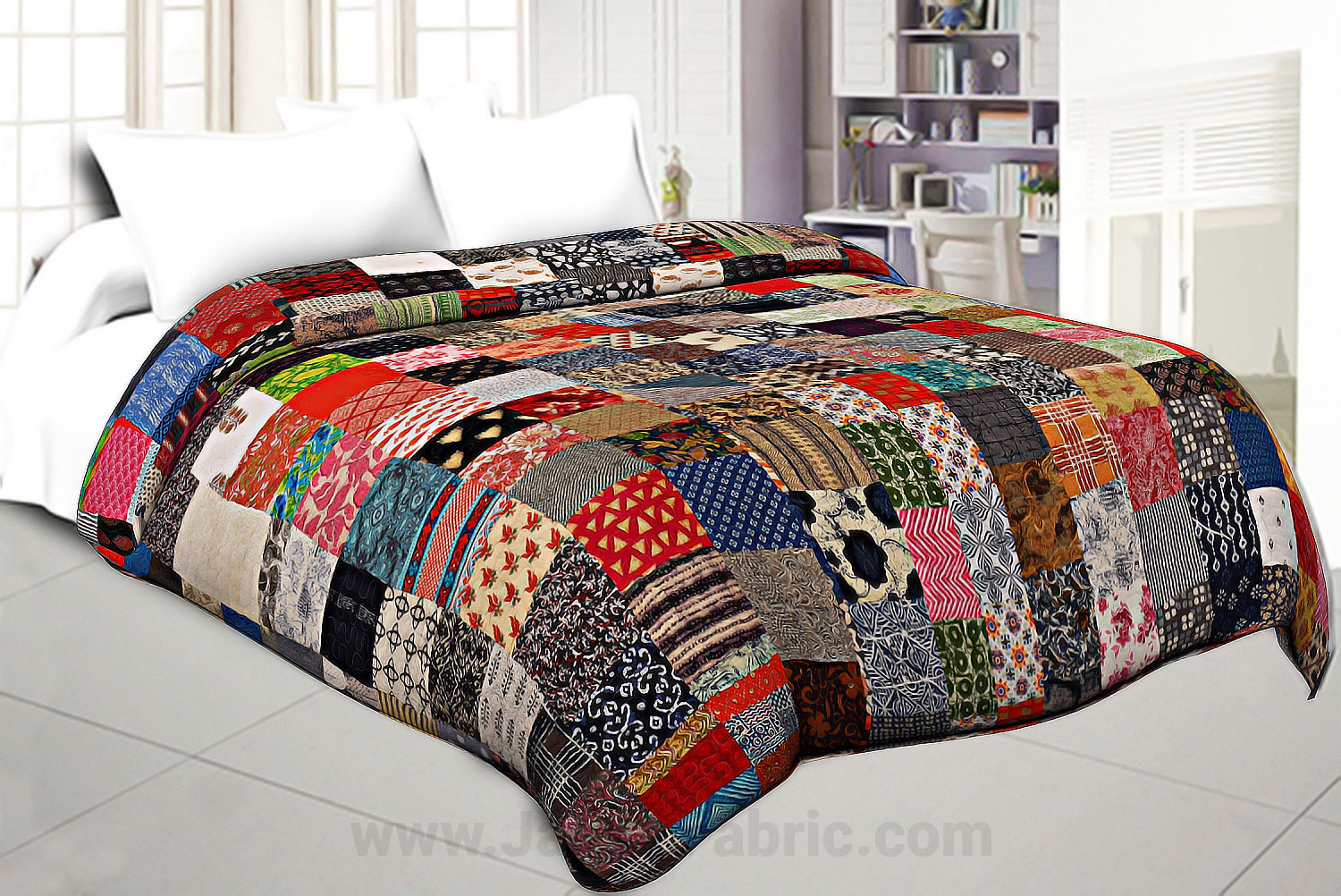 Patchwork AC Quilt/Blanket Soft Designer Double Bed - Multicolor (Multi)