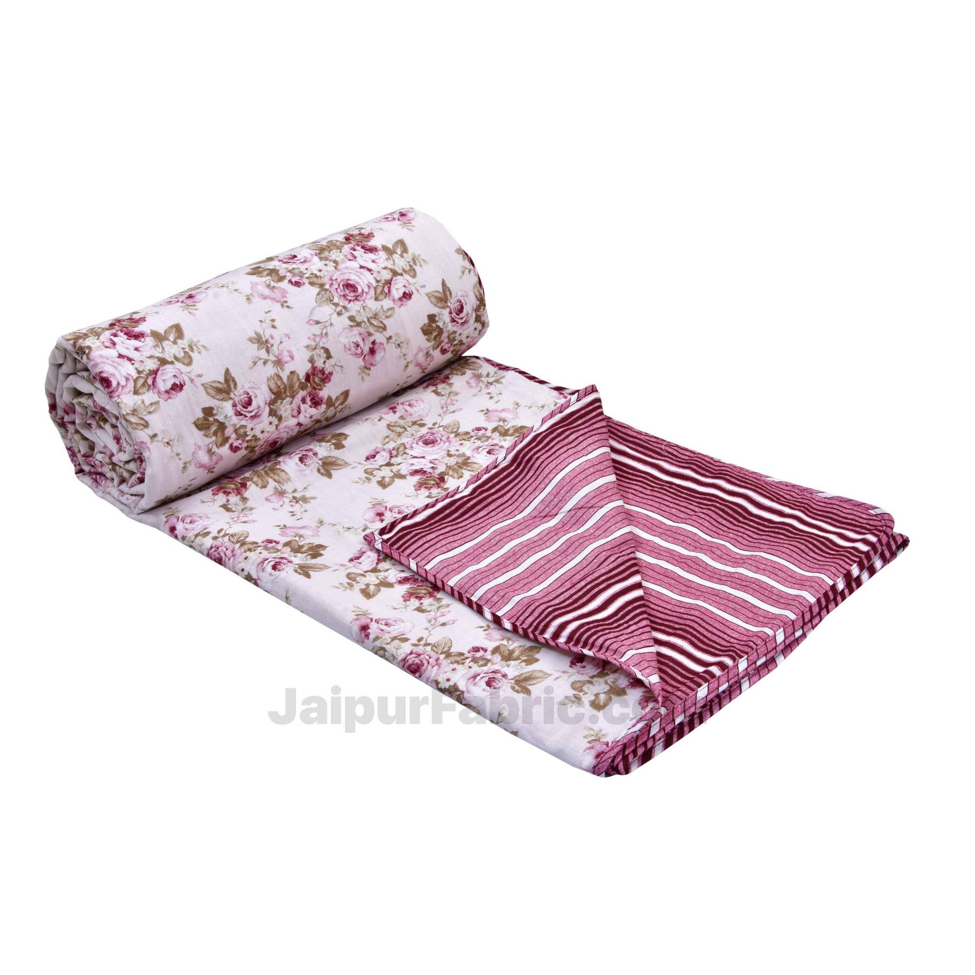 Flowers Bunch Pink Cotton Soft Touch Reversible  Double Bed Dohar/Blanket