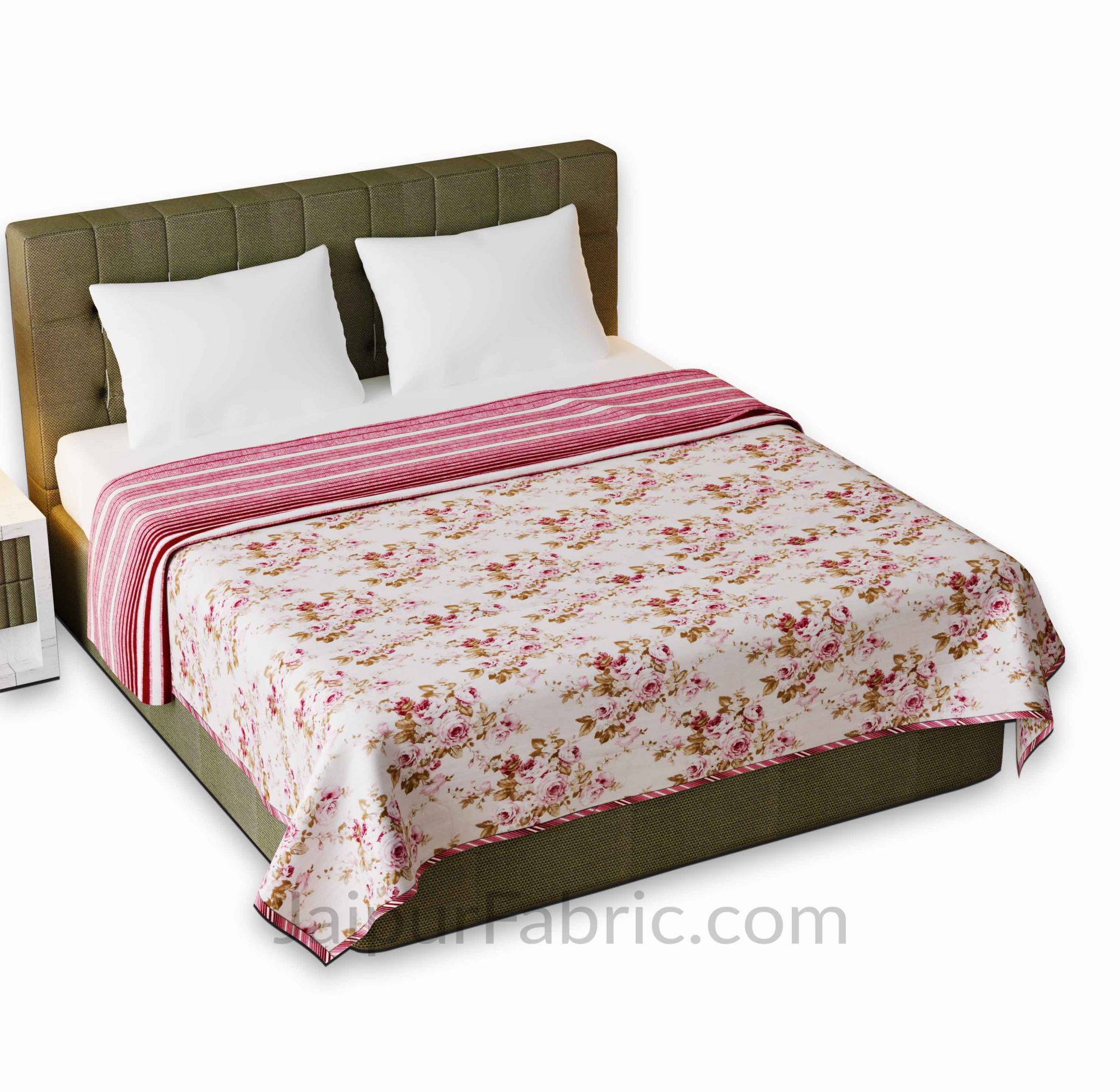 Flowers Bunch Pink Cotton Soft Touch Reversible  Double Bed Dohar/Blanket