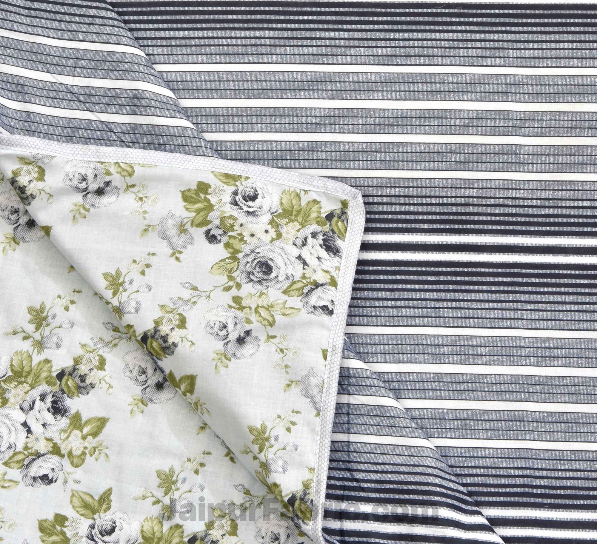 Flowers Bunch Grey Cotton Soft Touch Reversible  Double Bed Dohar/Blanket