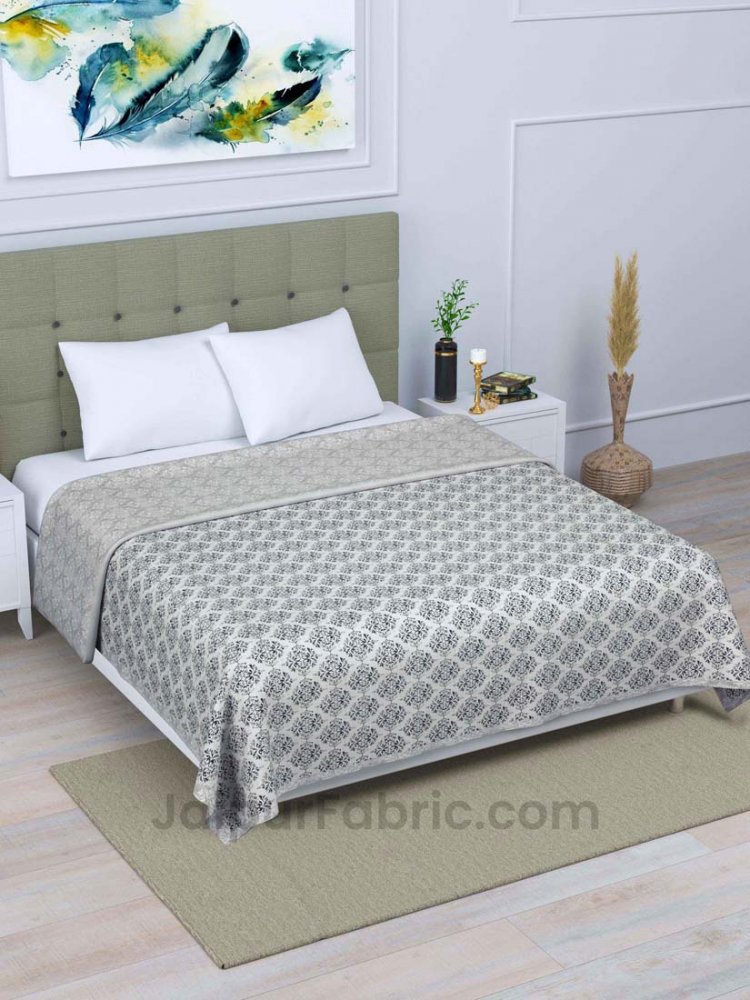 JaipurFabric® Gray Ethnic Double Bed Reversible Dohar