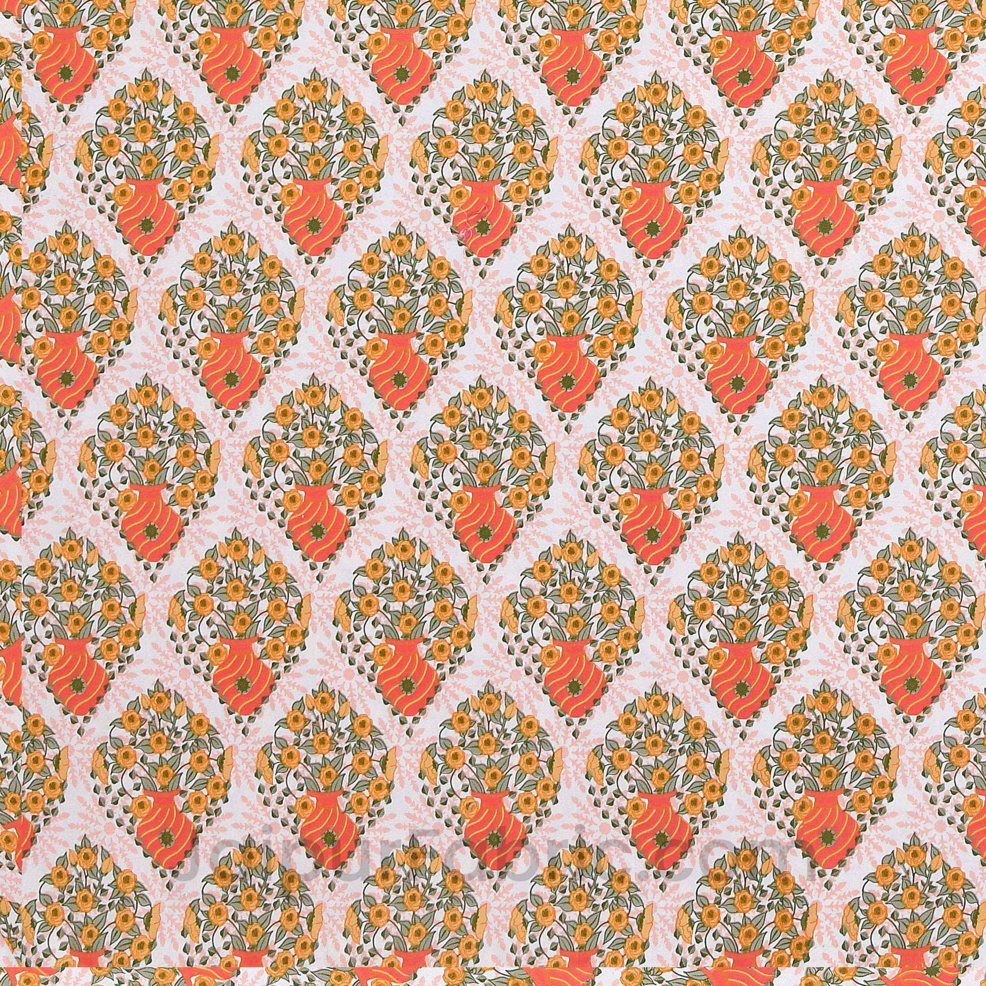 Orange Cream Floral 150 GSM Reversible Double Bed Cotton AC Dohar