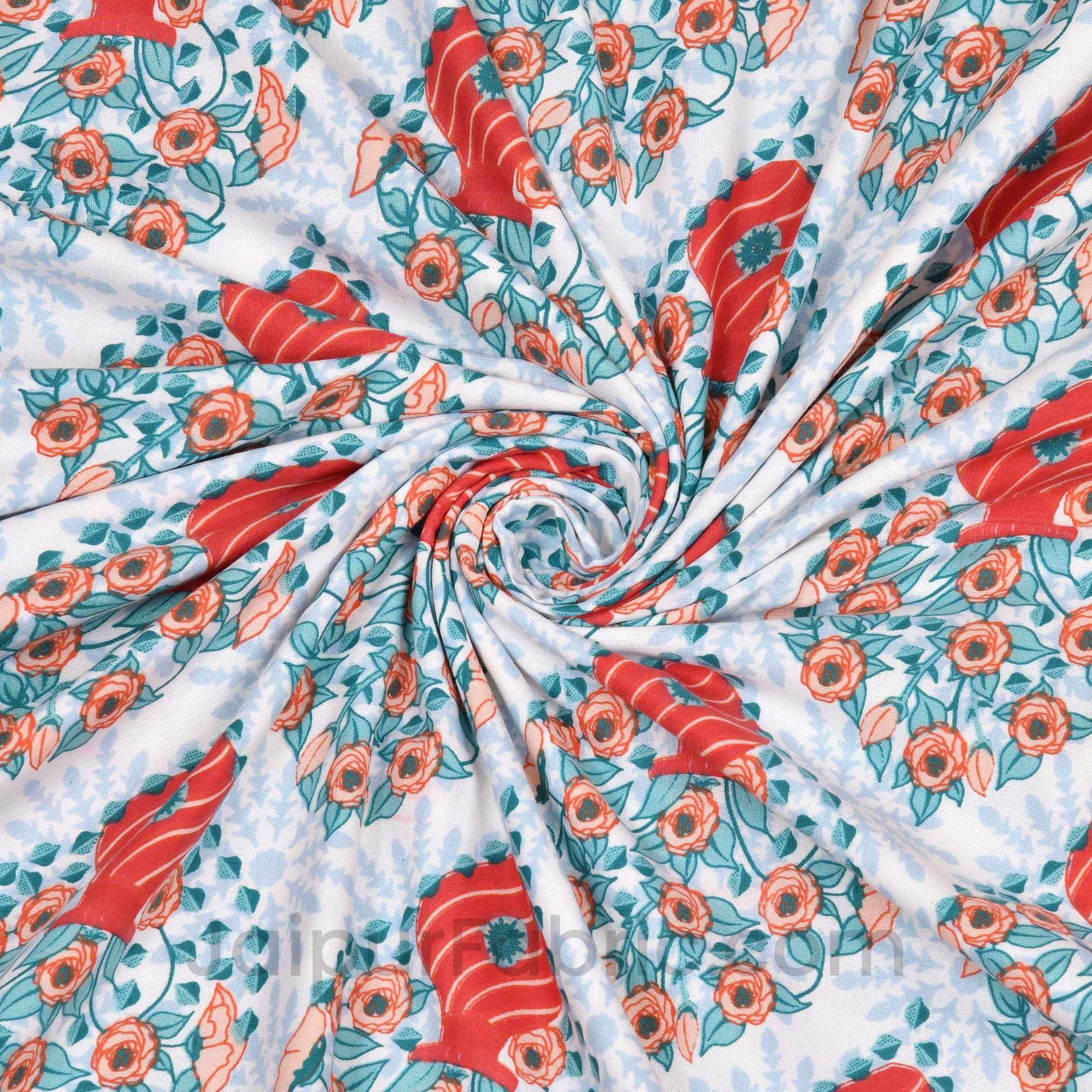 Red Blue Floral 150 GSM Reversible Double Bed Cotton AC Dohar