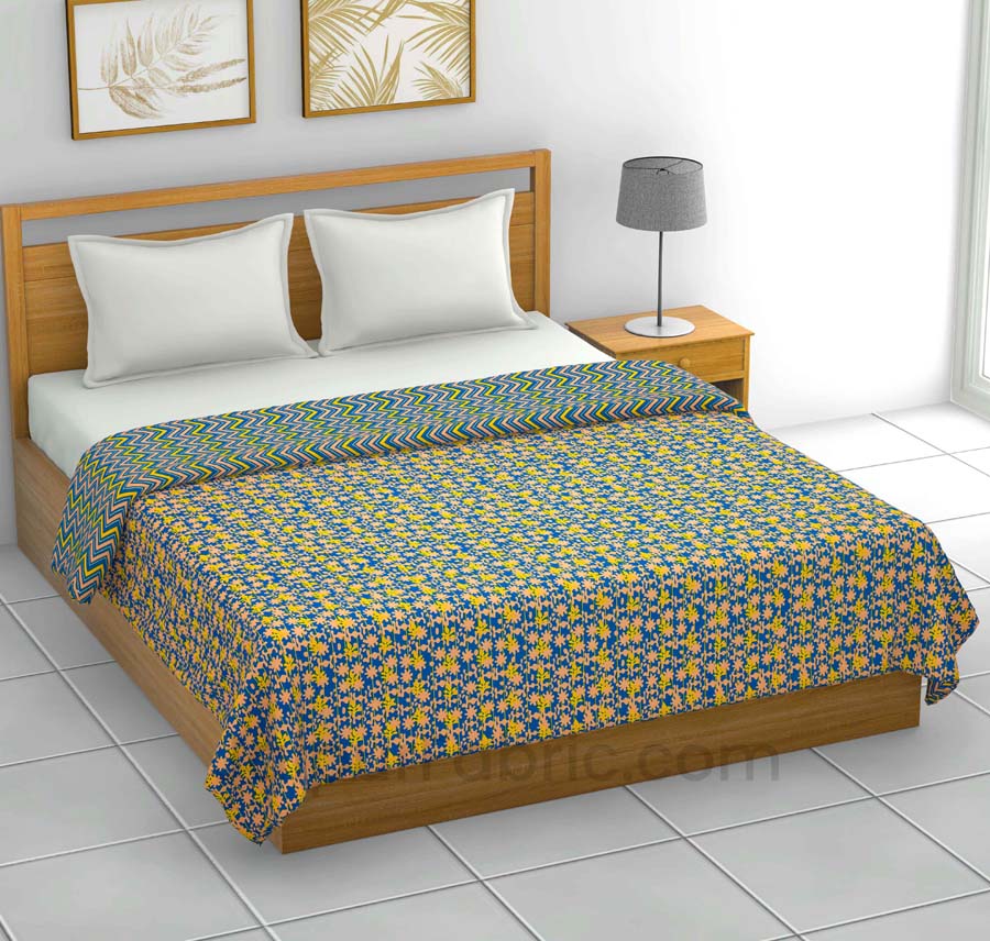 Green Floral 150 GSM Reversible Double Bed Cotton AC Dohar