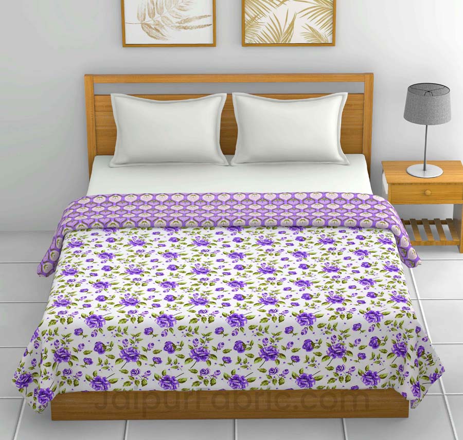 Lavendar Floral 150 GSM Reversible Double Bed Cotton AC Dohar