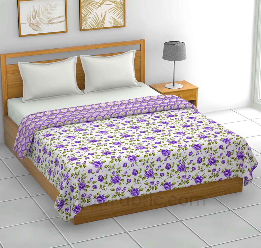 Lavendar Floral 150 GSM Reversible Double Bed Cotton AC Dohar