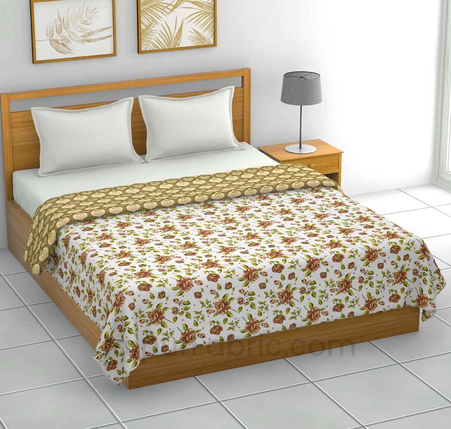 Wood Green Floral 150 GSM Reversible Double Bed Cotton AC Dohar