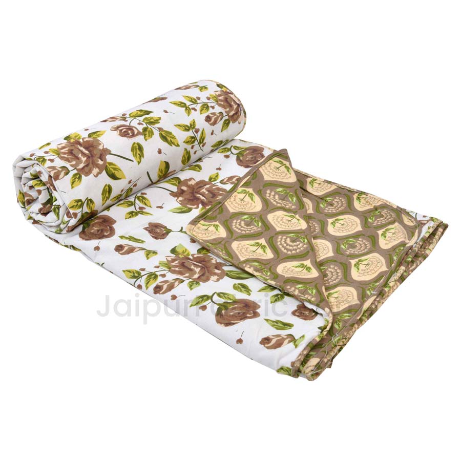 Wood Green Floral 150 GSM Reversible Double Bed Cotton AC Dohar