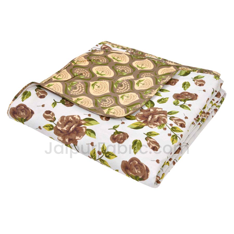 Wood Green Floral 150 GSM Reversible Double Bed Cotton AC Dohar