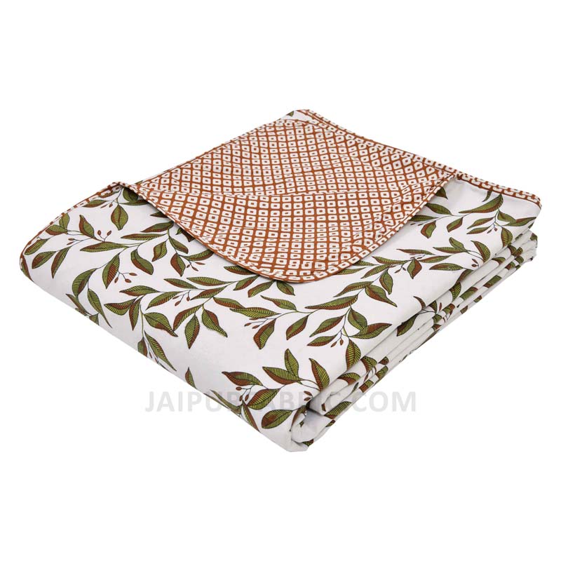 Green Leaf Jaal Pure Cotton Double Bed Dohar