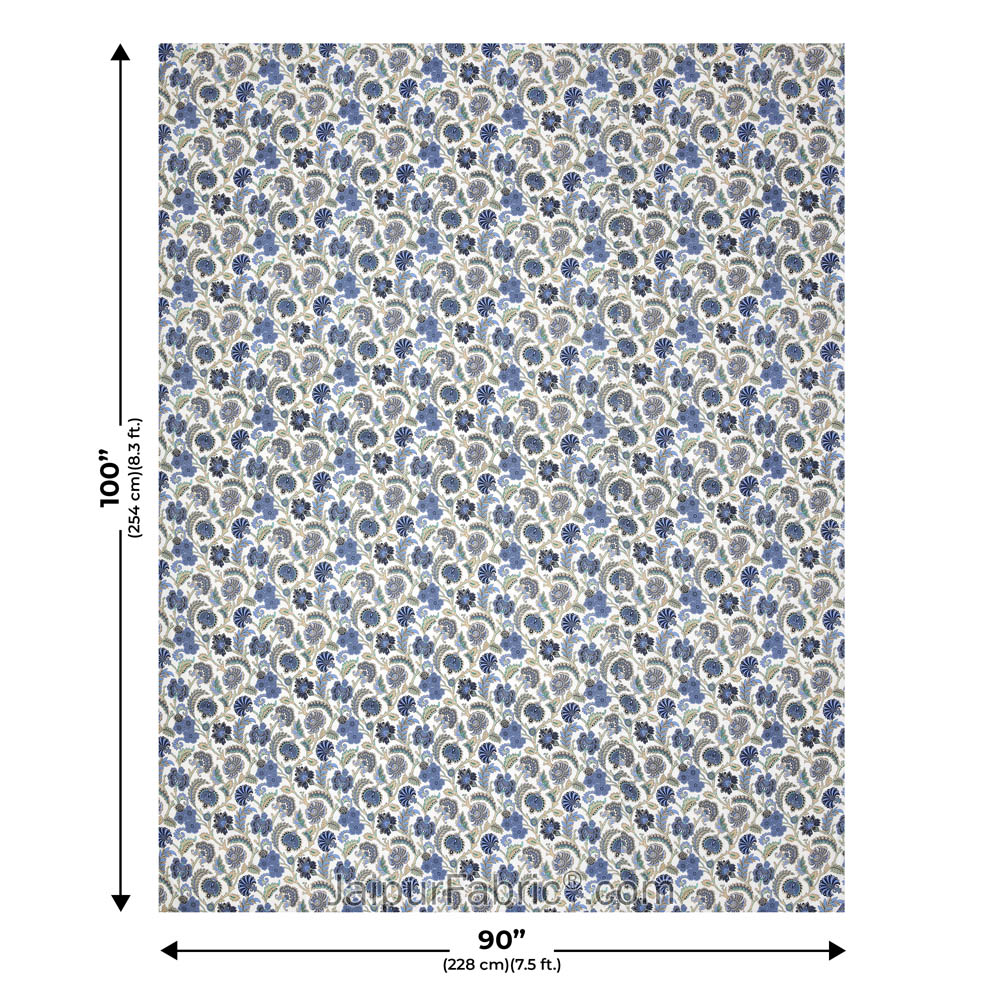 Blue Blossomy Pure Cotton Double Bed Dohar