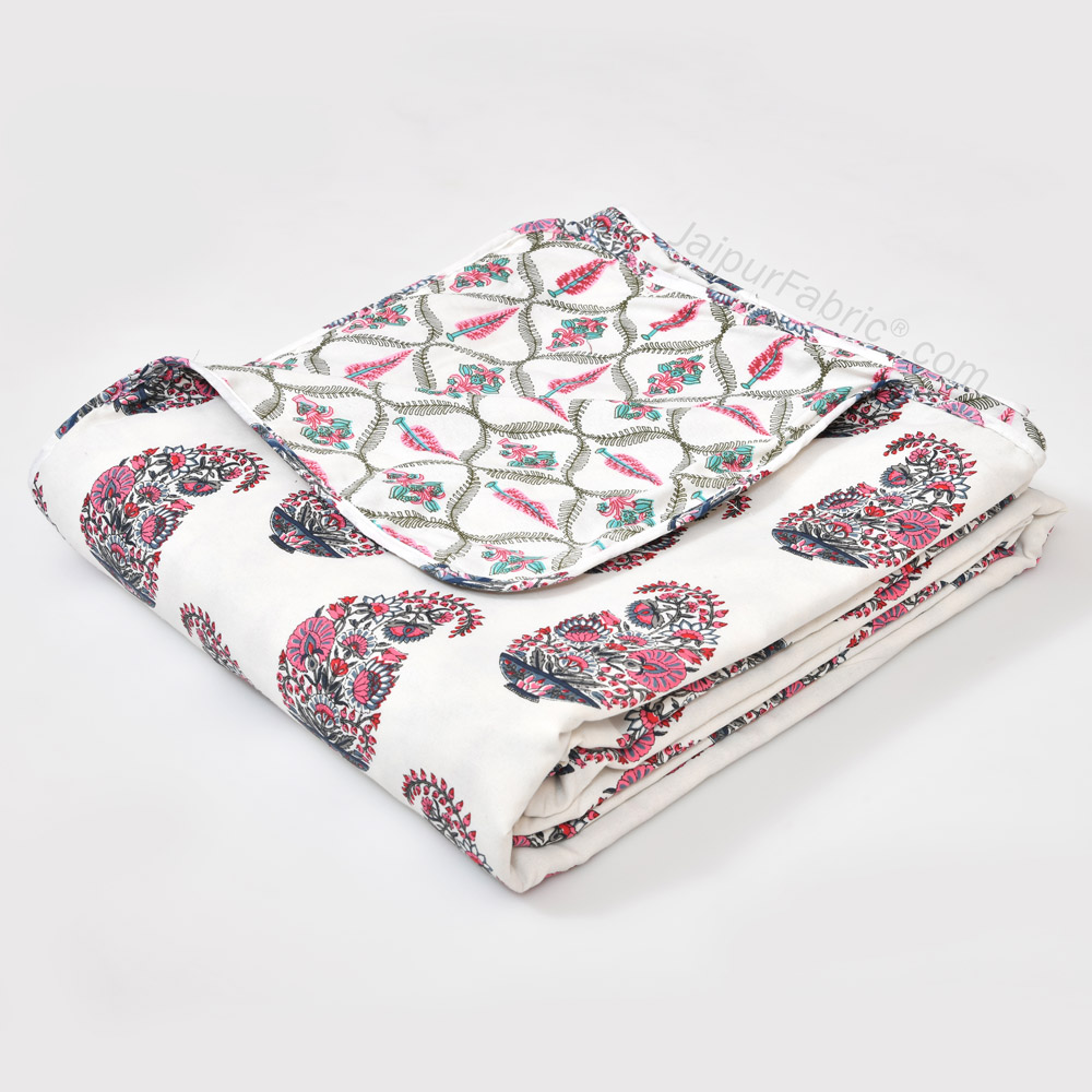 Pink Paisley Pure Cotton Double Bed Dohar