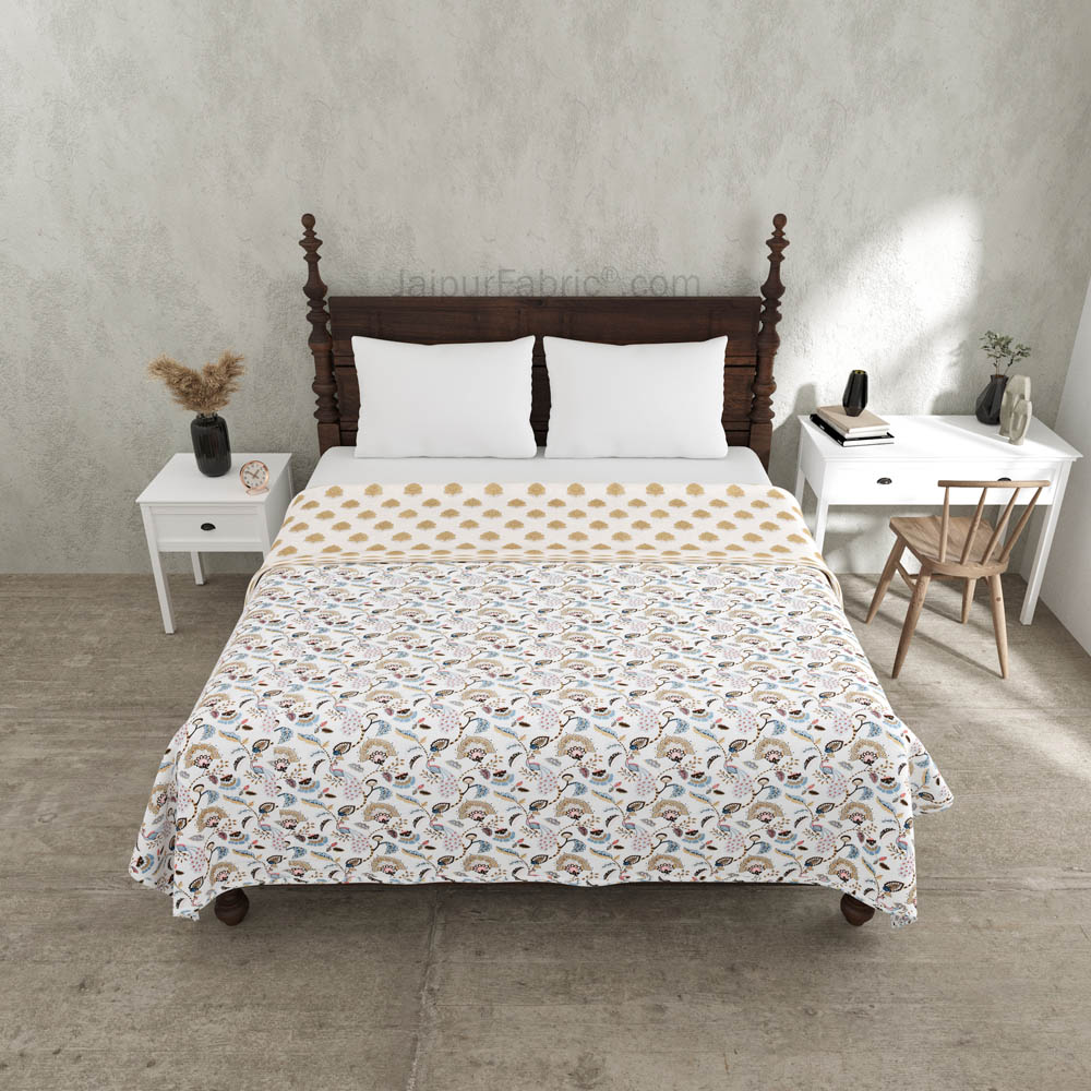 Blue Motifs Pure Cotton Double Bed Dohar