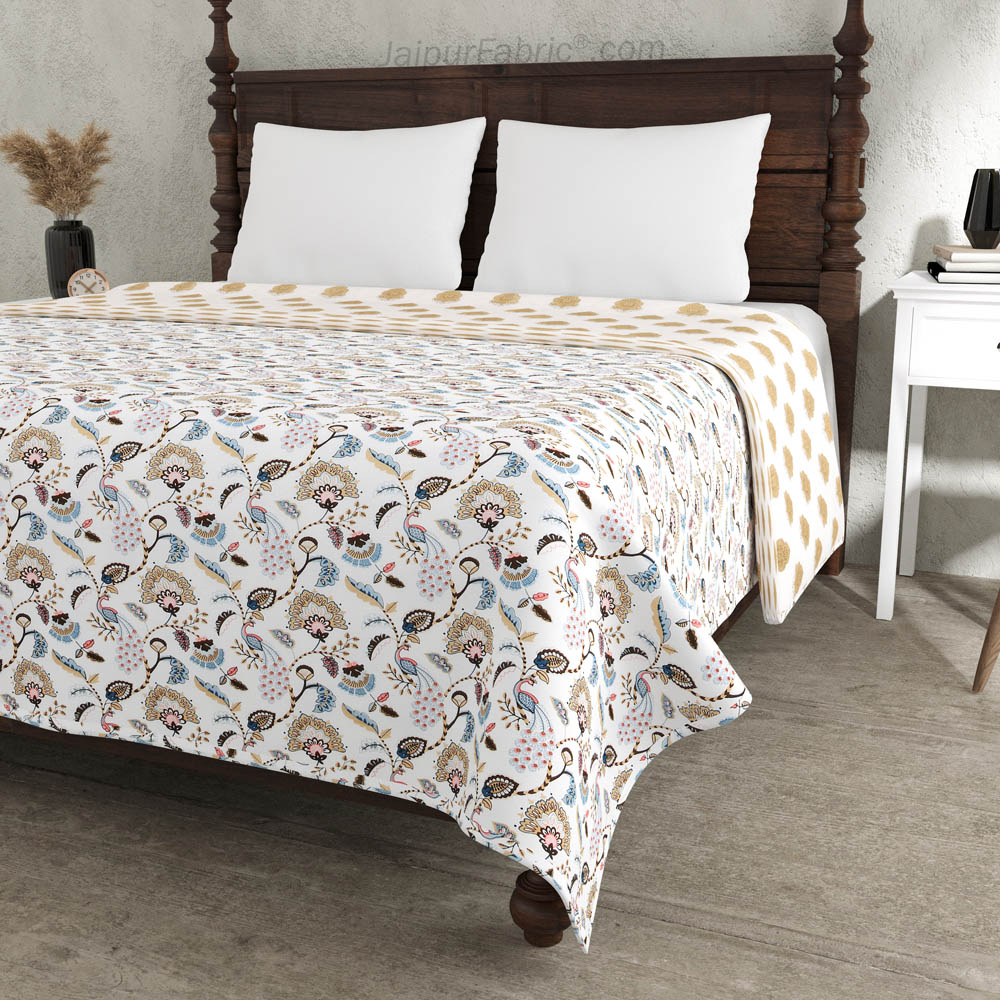 Blue Motifs Pure Cotton Double Bed Dohar