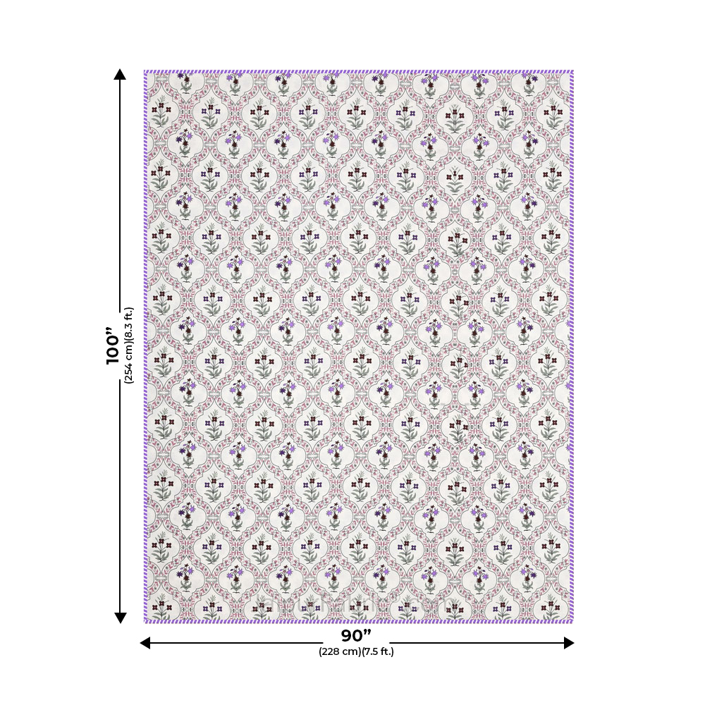 Mangal Jaal Purple Pure Cotton Reversible Double Bed AC Quilt Dohar